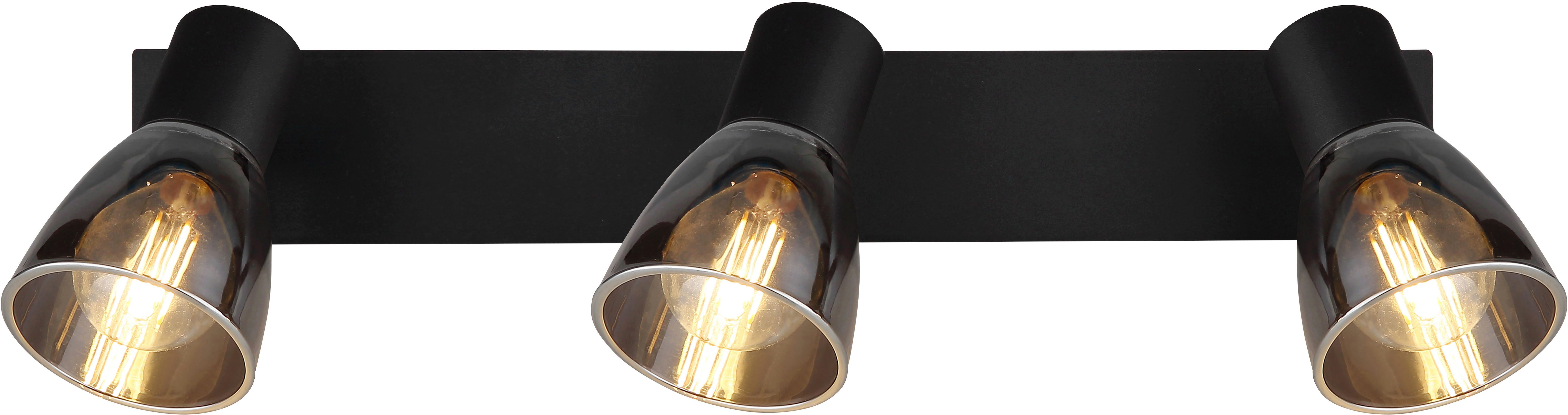 GLOBO LIGHTING Deckenstrahler CLAUDE, ohne Leuchtmittel, Deckenspot/schwarz/Glas rauchfarben