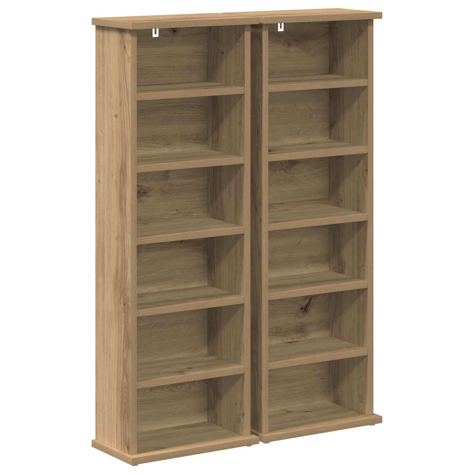 vidaXL Schranksystem CD Regal 2 Stk. Artisan-Eiche 60 x 17 x 92 cm Holzwerkstoff (2-St)