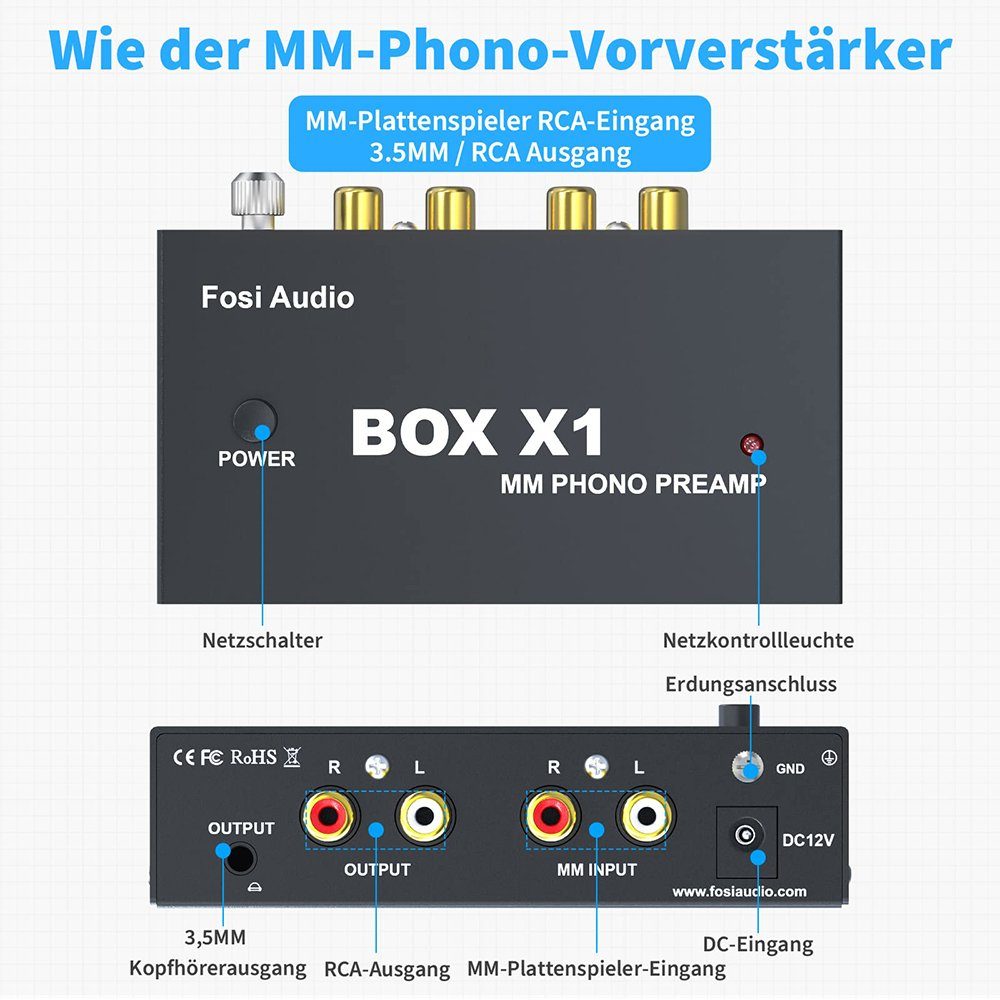 MM GelldG Audioverstärker für Vorverstärker Plattenspieler Phono X1 Box Audio