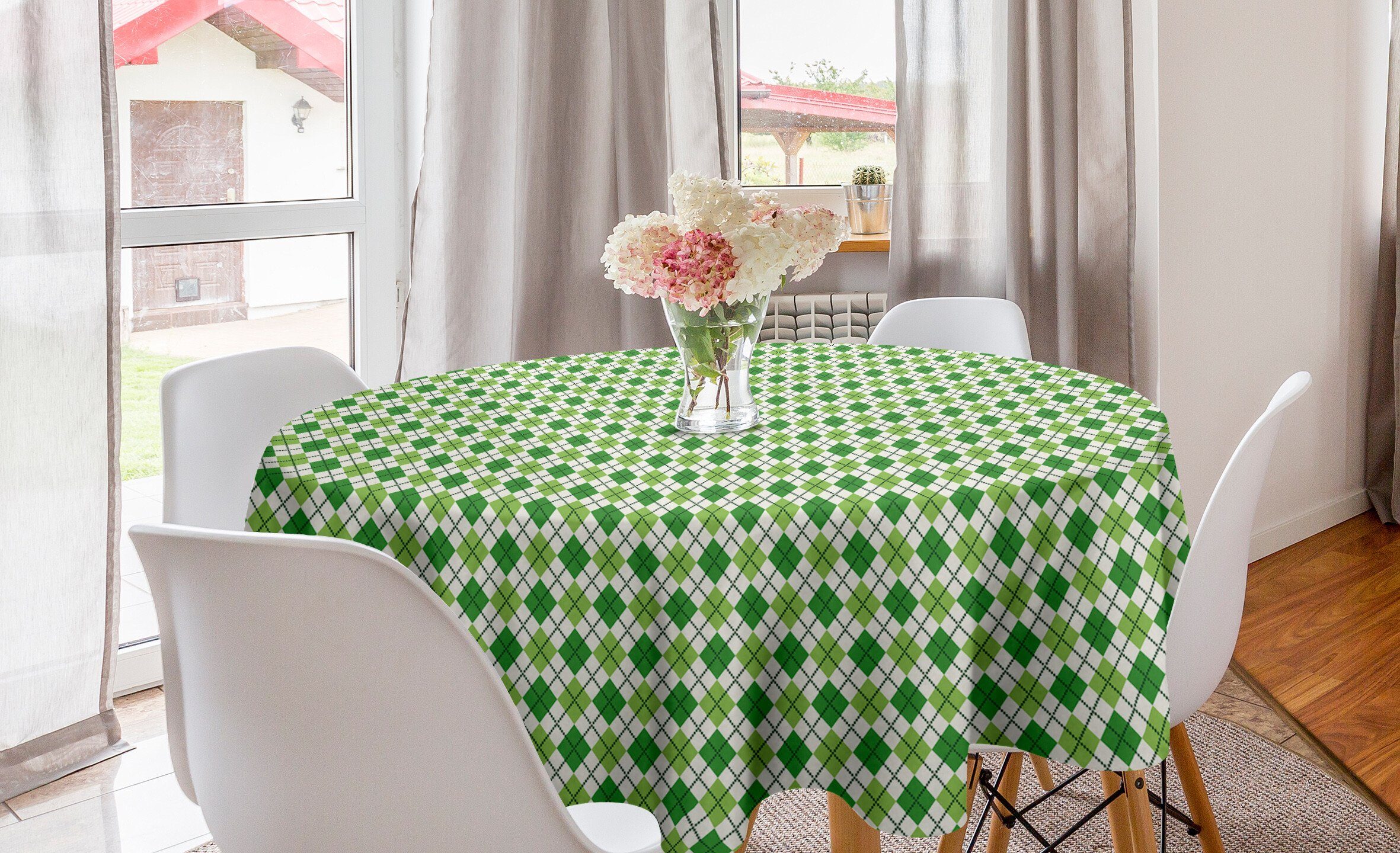 Abakuhaus Tischdecke Kreis Tischdecke Abdeckung für Esszimmer Küche Dekoration, irisch Klassisches Argyle-Muster | Tischdecken
