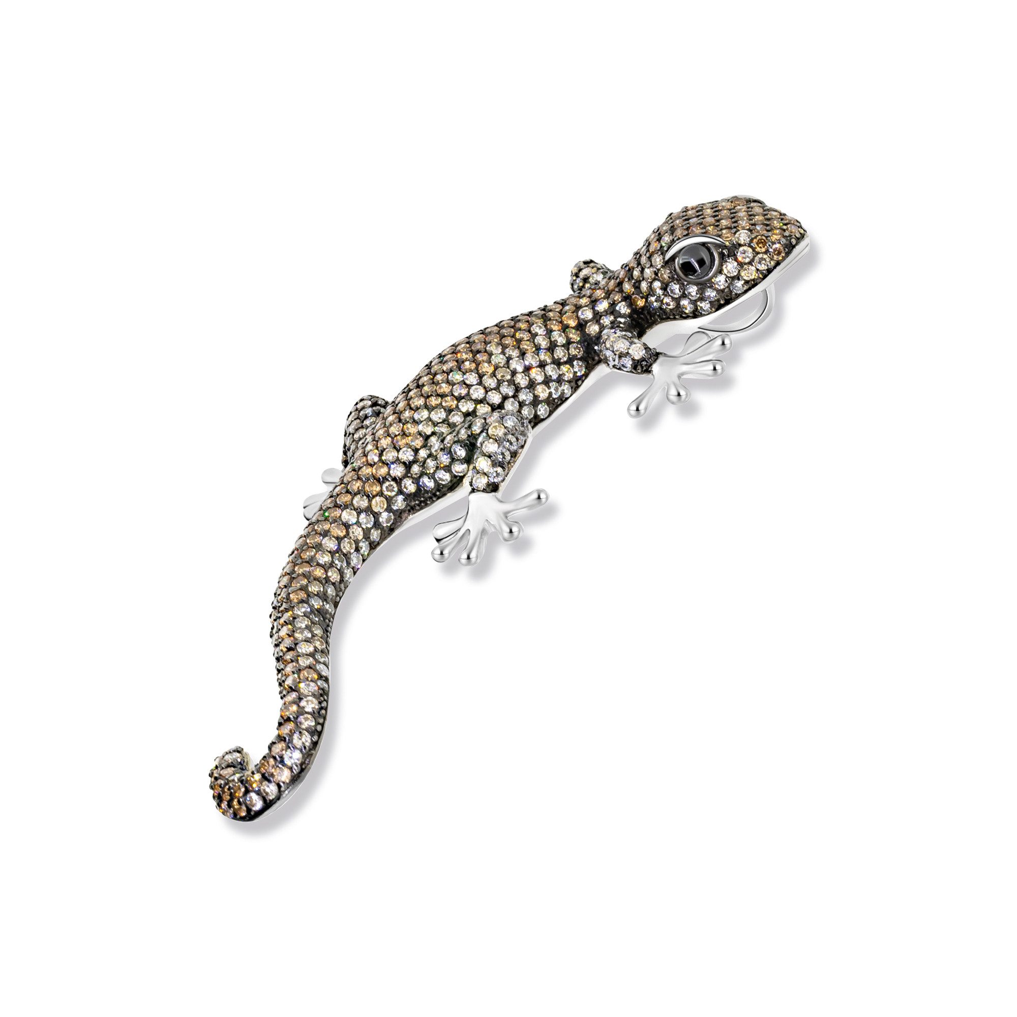 Seinerzeit FLORA & FAUNA Kettenanhänger Ralf Salamander Anhänger, Schmuck aus 925 Sterling Silber (Vom Wald inspirierter Damenschmuck mit liebevoll gestaltetem Natur- und Tiermotiv – ein besonderer Begleiter im Alltag und zu besonderen Anlässen, 1-tlg., inkl. Geschenkverpackung für Frauen ob Freundin, Mutter, Ehefrau, Oma), rhodiniert, geschwärzt und Zirkonia-Steinen