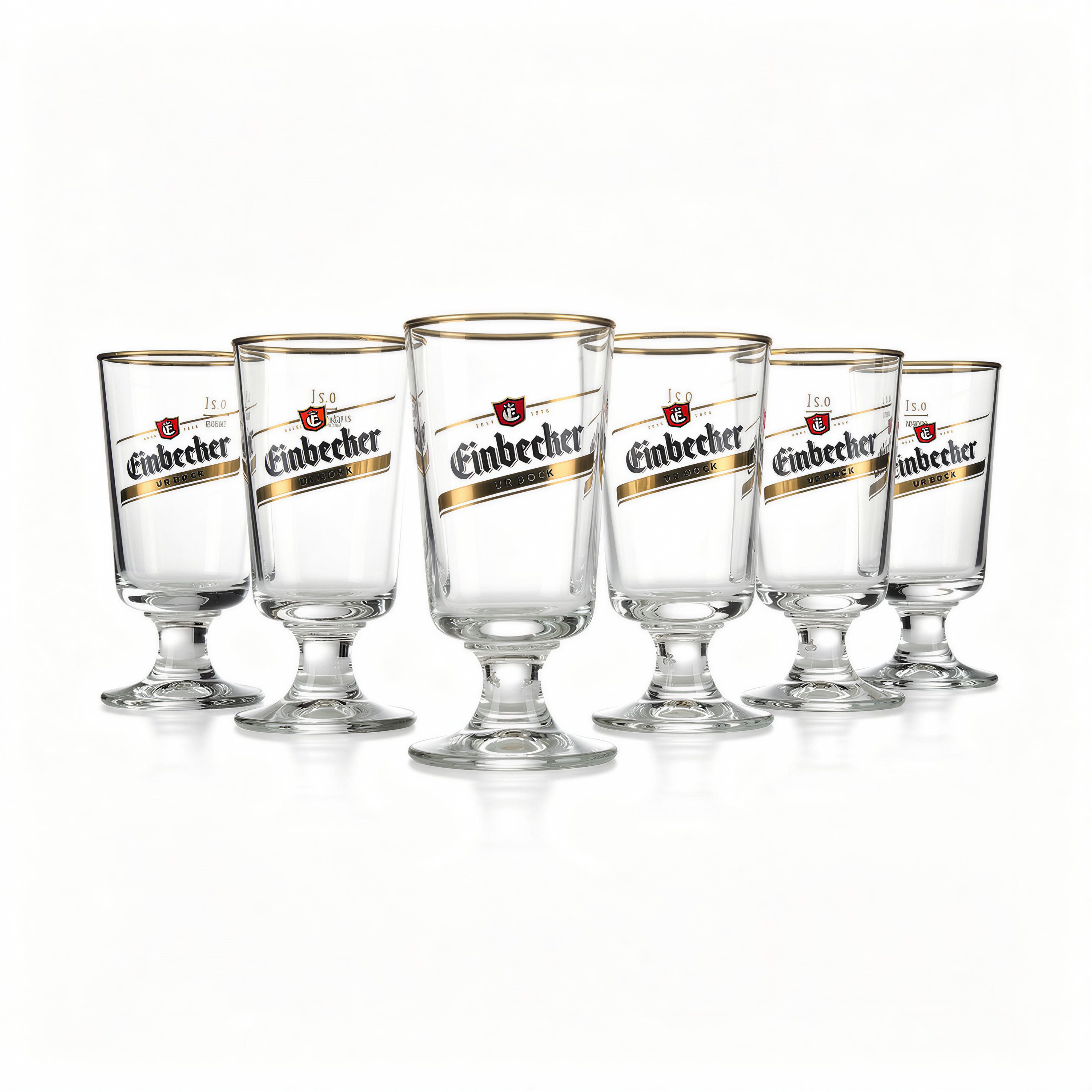 rastal Bierglas Einbecker Ur‑Bock Pokal 0,2 l–hochwertiges Bierglas mit edlem Goldrand, 6-tlg.