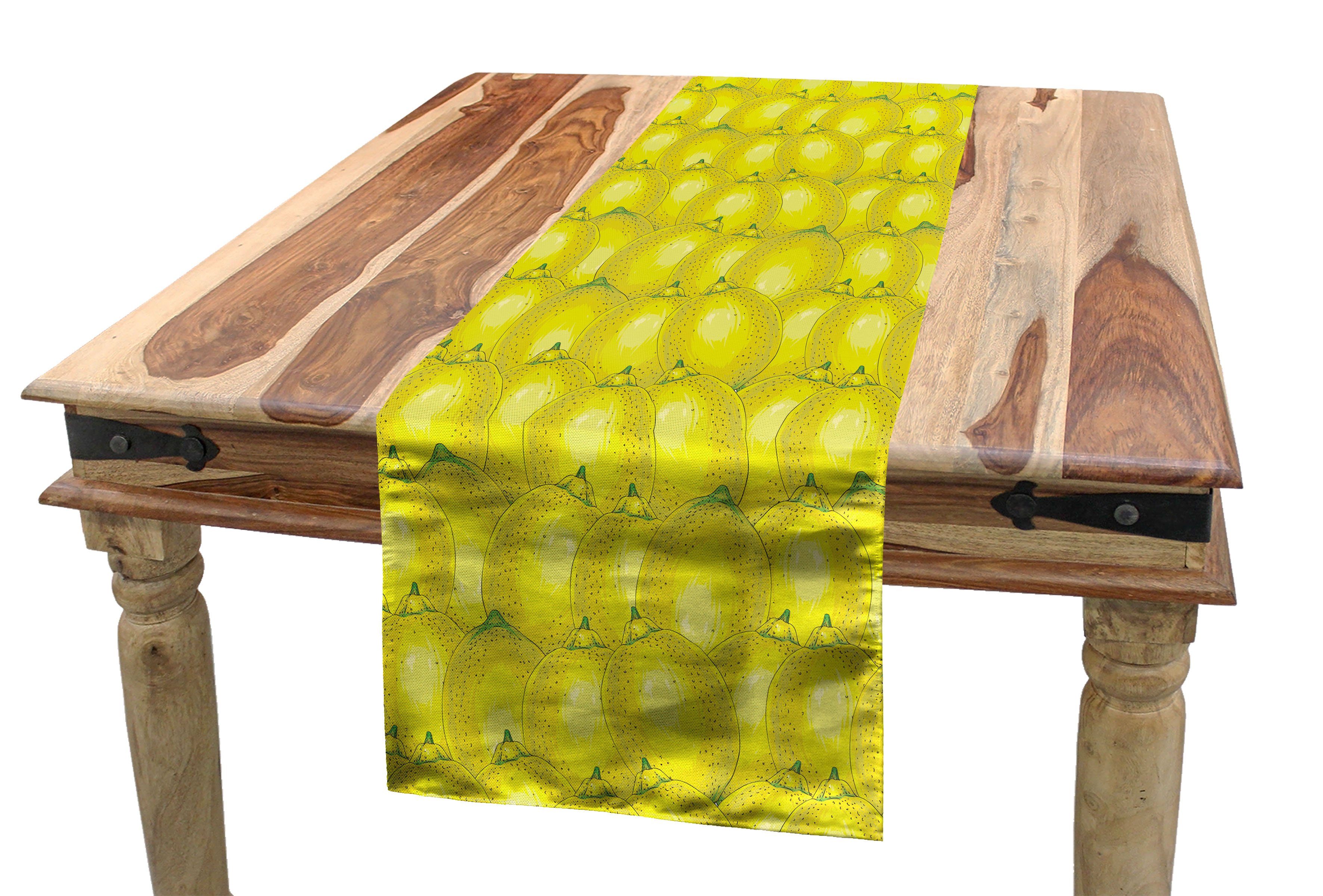Reife Tischläufer, Tischläufer Rechteckiger Zeichnung Zitronen Dekorativer Zitrus Küche Esszimmer Vivid Abakuhaus