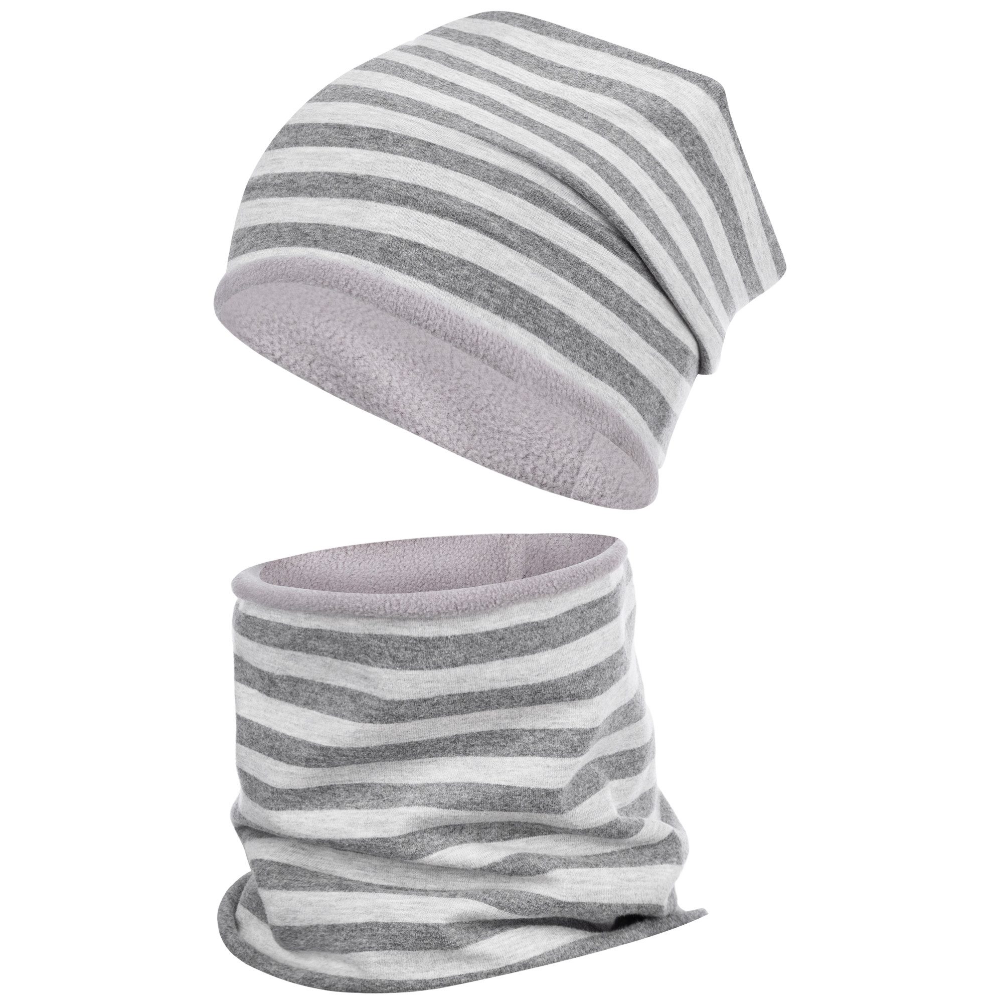 Fleecemütze Jungenmütze + Schlauschschal Winterset Beanie Loop