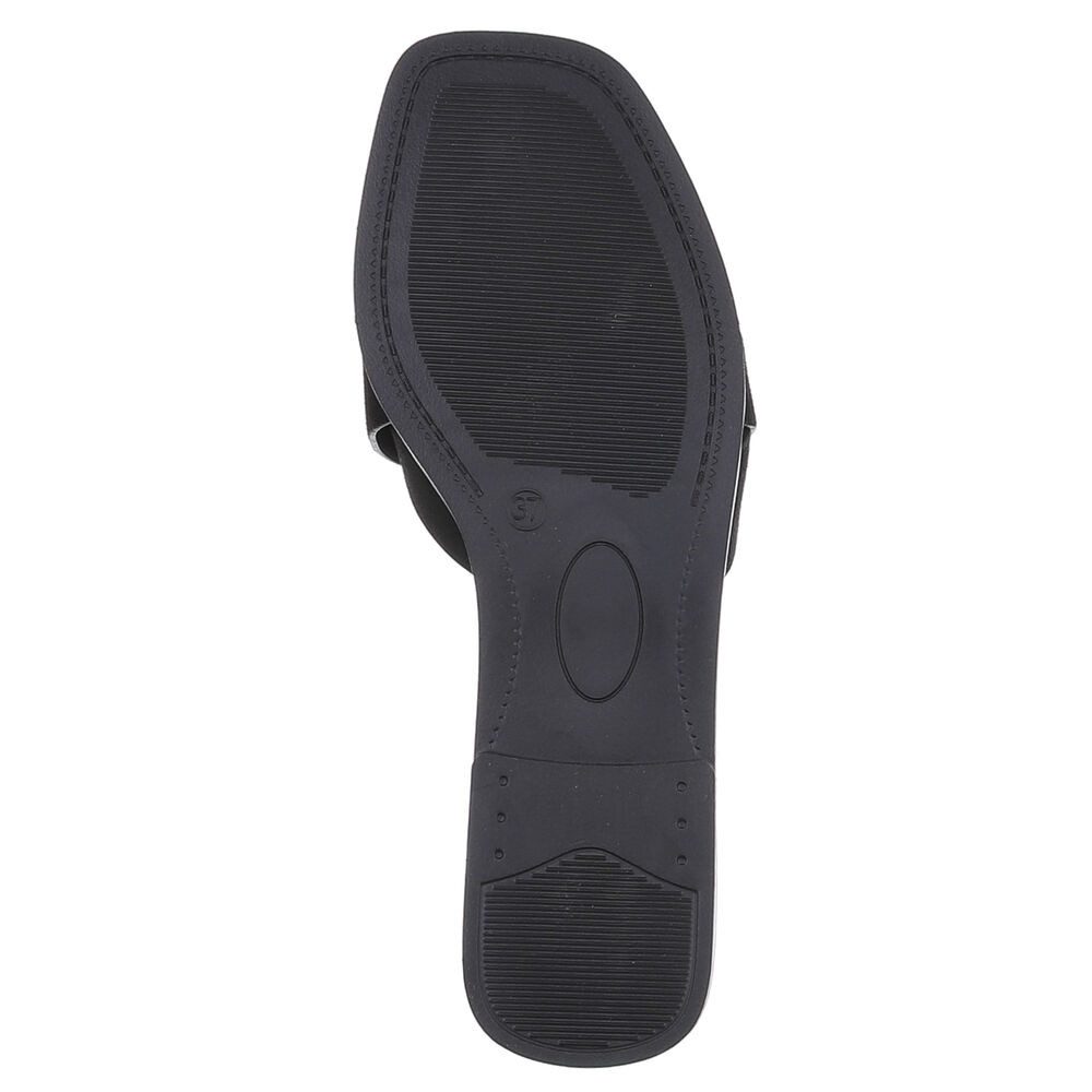 Ital-Design Moderne Damen Sandalen mit geflochtenem Design für Freizeit Pantolette (91117192) Blockabsatz Pantoletten in Schwarz