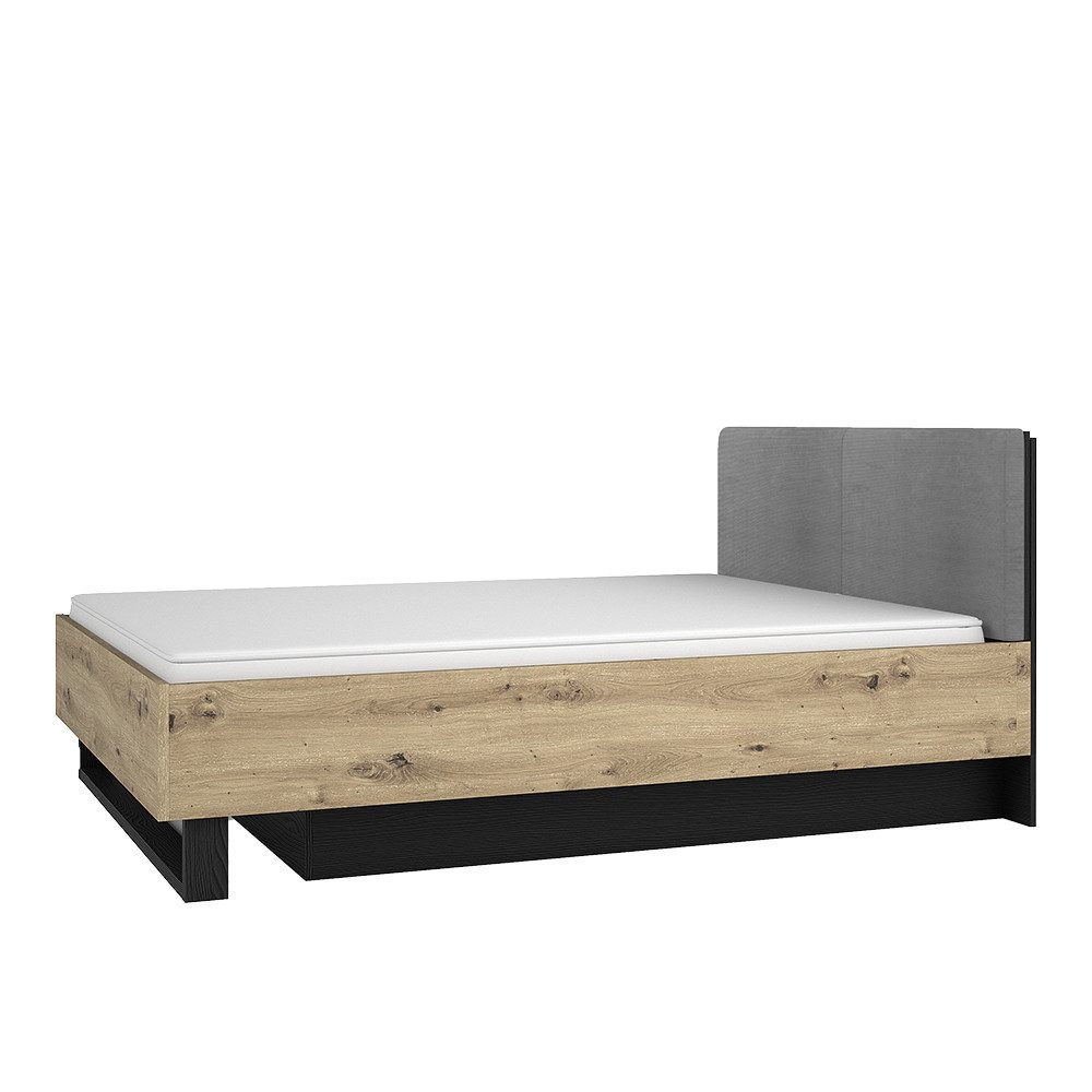 Lomadox Schlafzimmer-Set UTRECHT-166, (Spar-Set, 3-tlg., Bettgestell Nachttische), Bettanlage, Eiche & graphit, Bett 160x200cm, aufklappbares Lattenrost