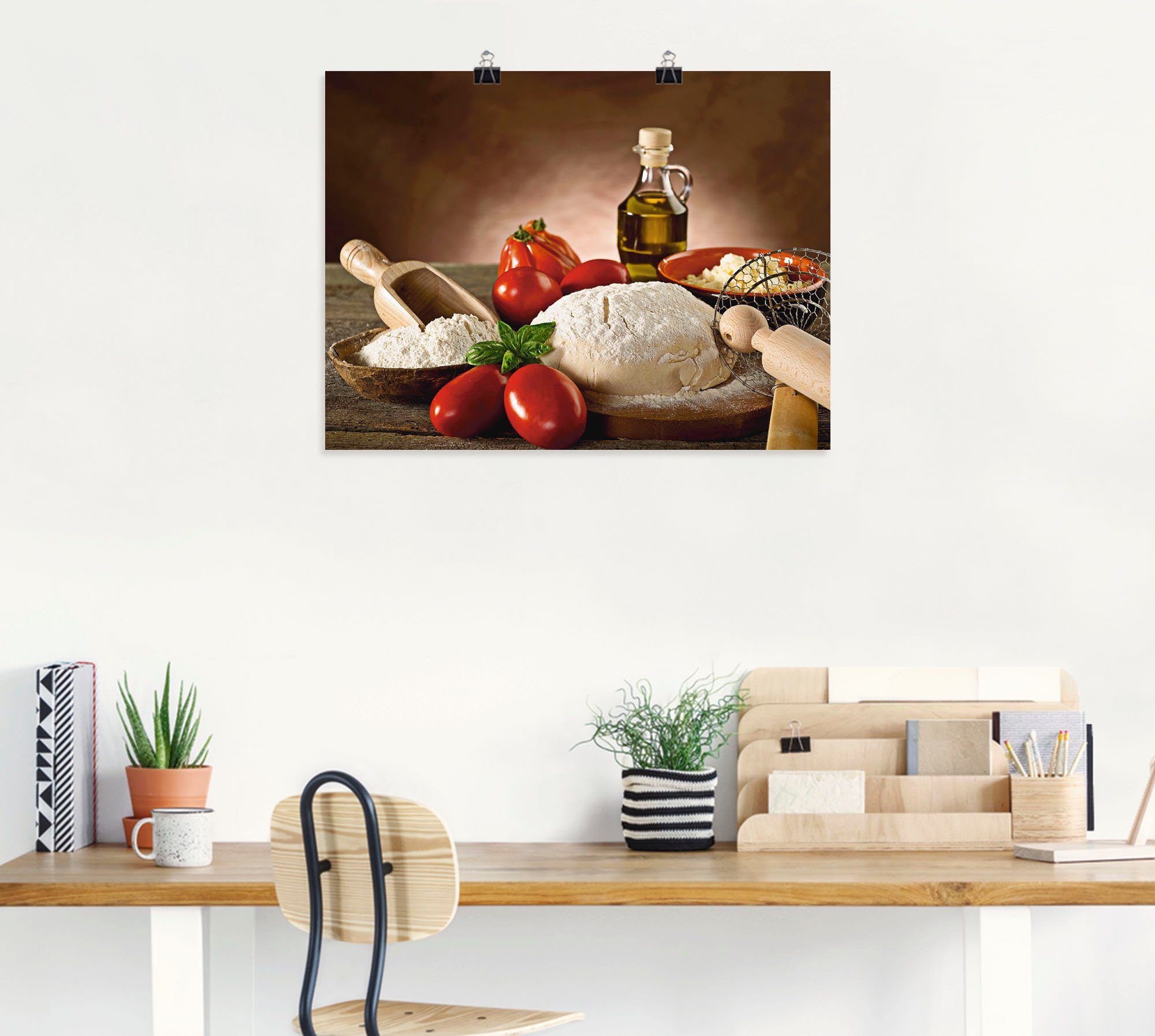 Artland Wandbild Teig für Pizza, Lebensmittel (1 St), als Alubild, Leinwandbild, Poster in verschied. Größen