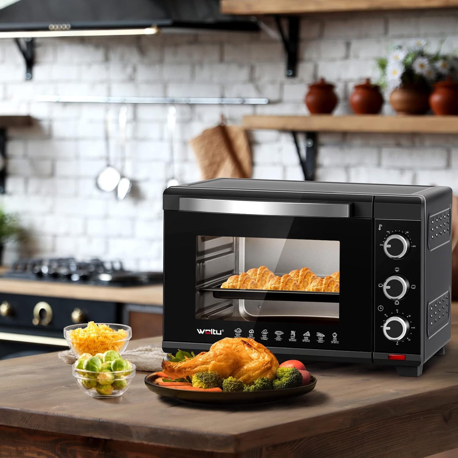 Woltu Minibackofen, Toastofen mit Timer, 28 Liter 1600W