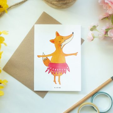 Mr. & Mrs. Panda Grußkarte Fuchs Ballerina - Weiß - Geschenk, Glückwunschkarte, rosa Tütü, Fuchs, Hochglänzende Veredelung