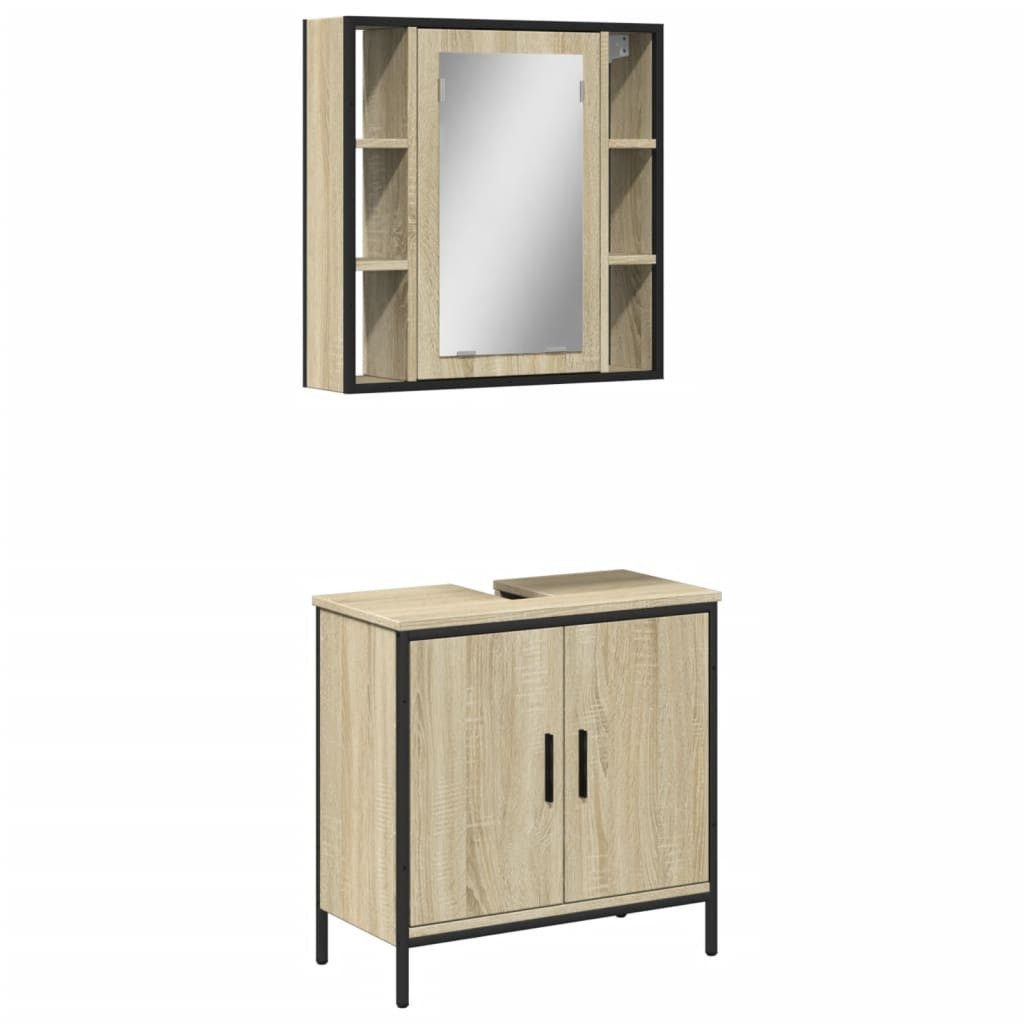 vidaXL Badezimmer-Set 2-tlg. Badmöbel-Set Sonoma-Eiche Holzwerkstoff, günstig online kaufen