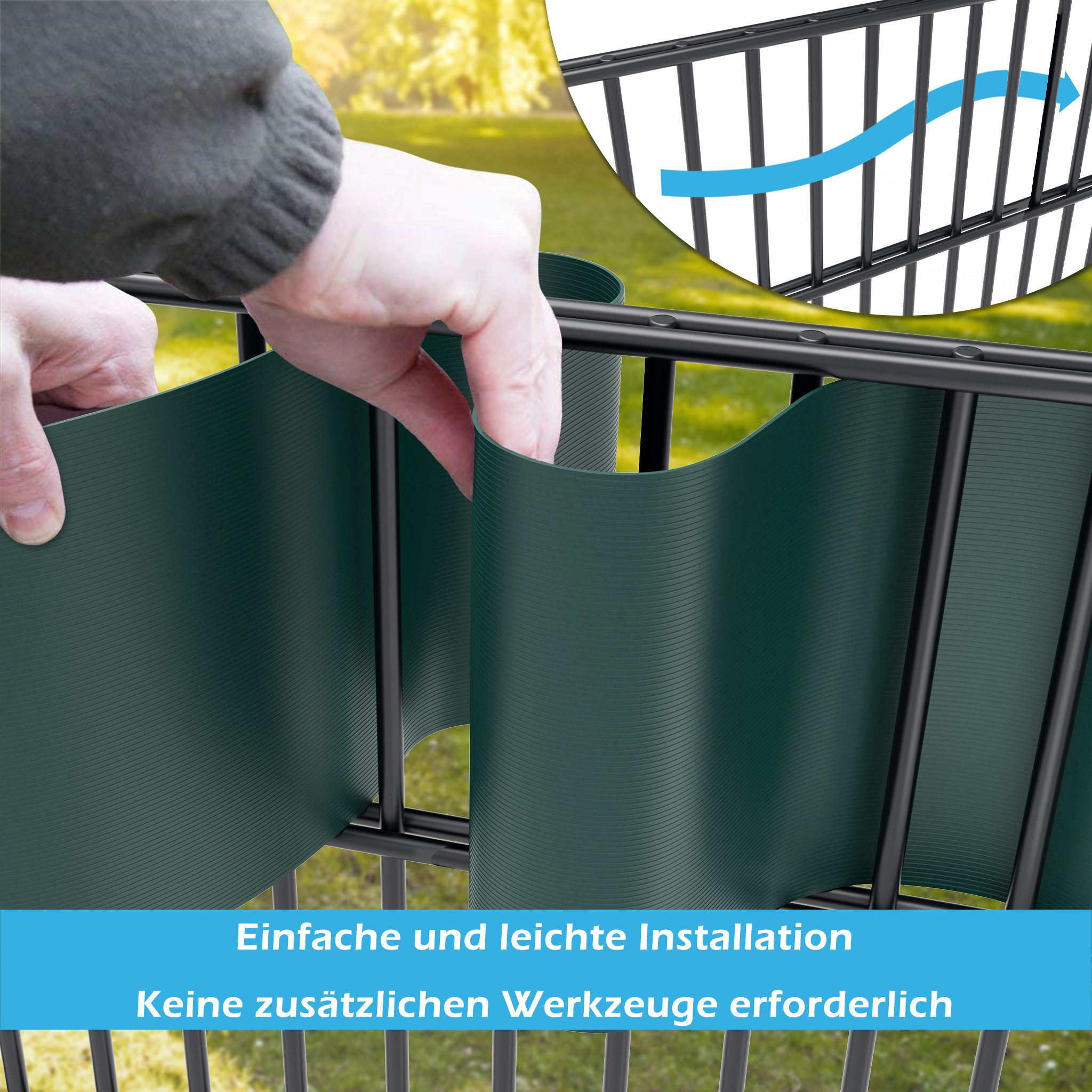 FIVMEN Sichtschutzstreifen Hart PVC 19cm x 2.5m Sichtschutz Zaunfolie Blickdicht, 10 Stück, für Gartenzaun, Balkon Anthrazit/Hellgrau/Grün
