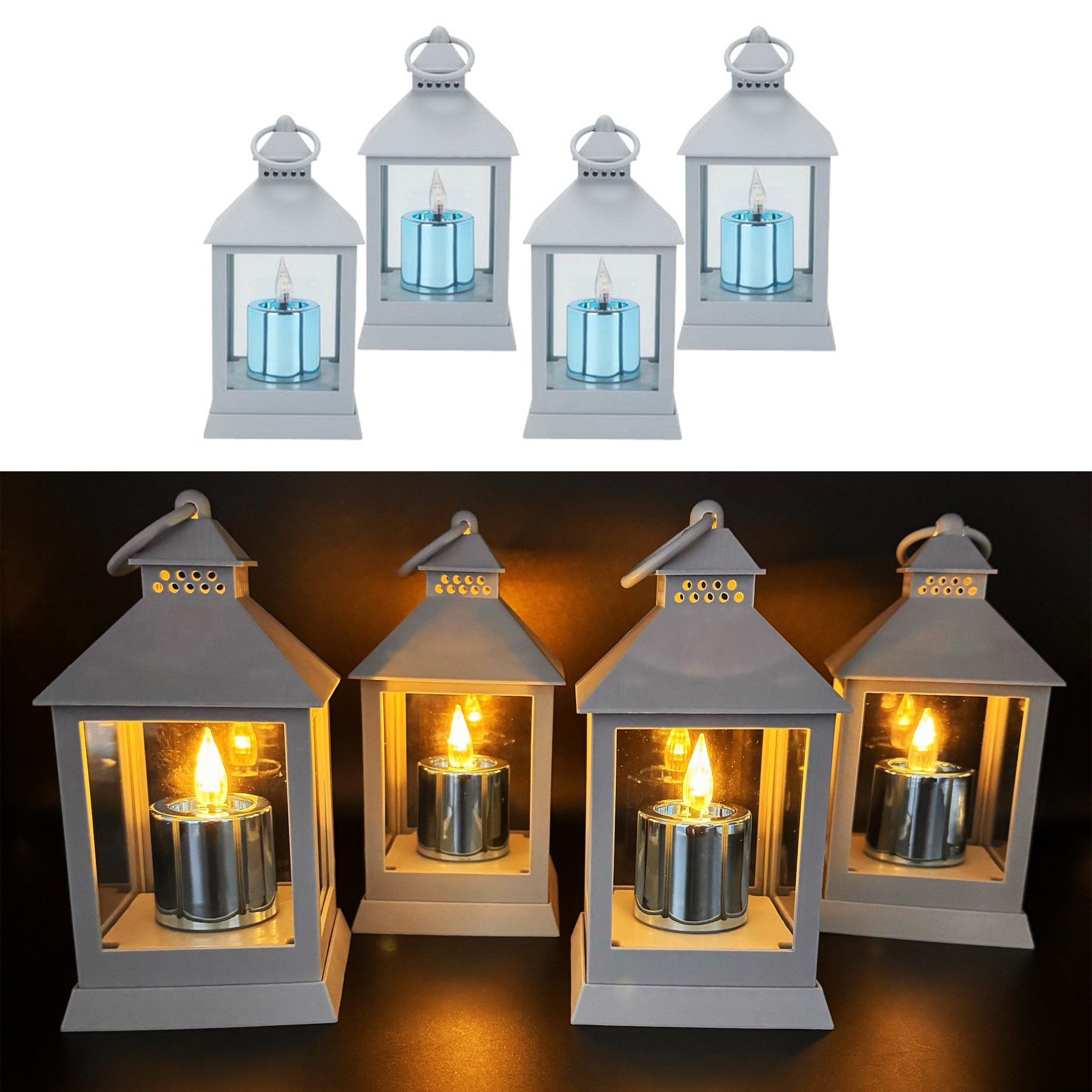 Online-Fuchs LED Laterne - 4er Set Laternen mit LED-Kerzen und ...