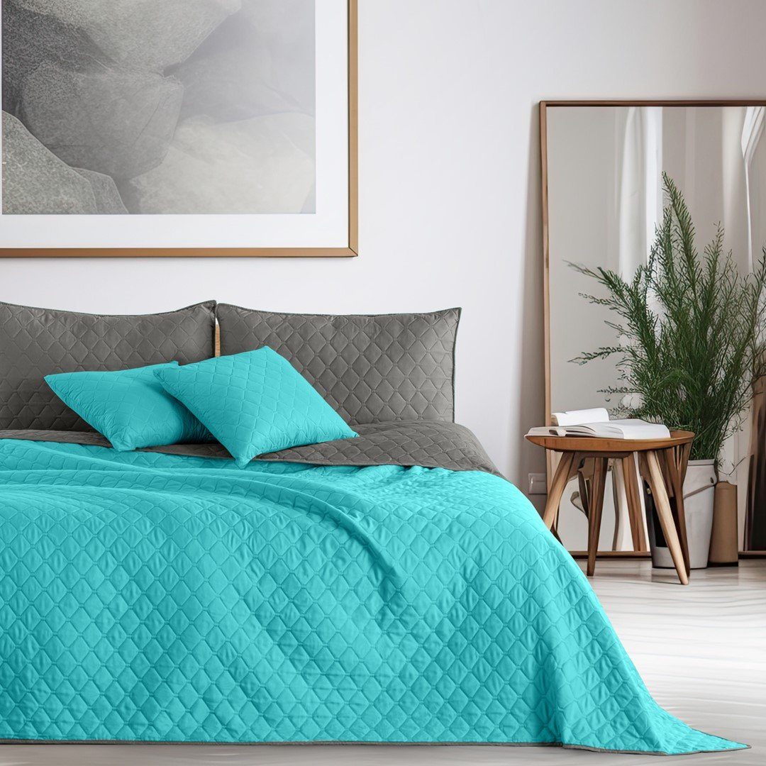 Tagesdecke Luxus Bettüberwurf Axel mit Uni Wendedesign - Zweiseitige Tagesdecke, DecoKing, Wendedesign, Zweifarbig