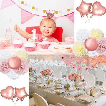 Wörleonline Luftballon Geburtstagsdeko für Mädchen, Kindergeburtstags-Deko-Set Banner, Girlande, Luftballons und mehr
