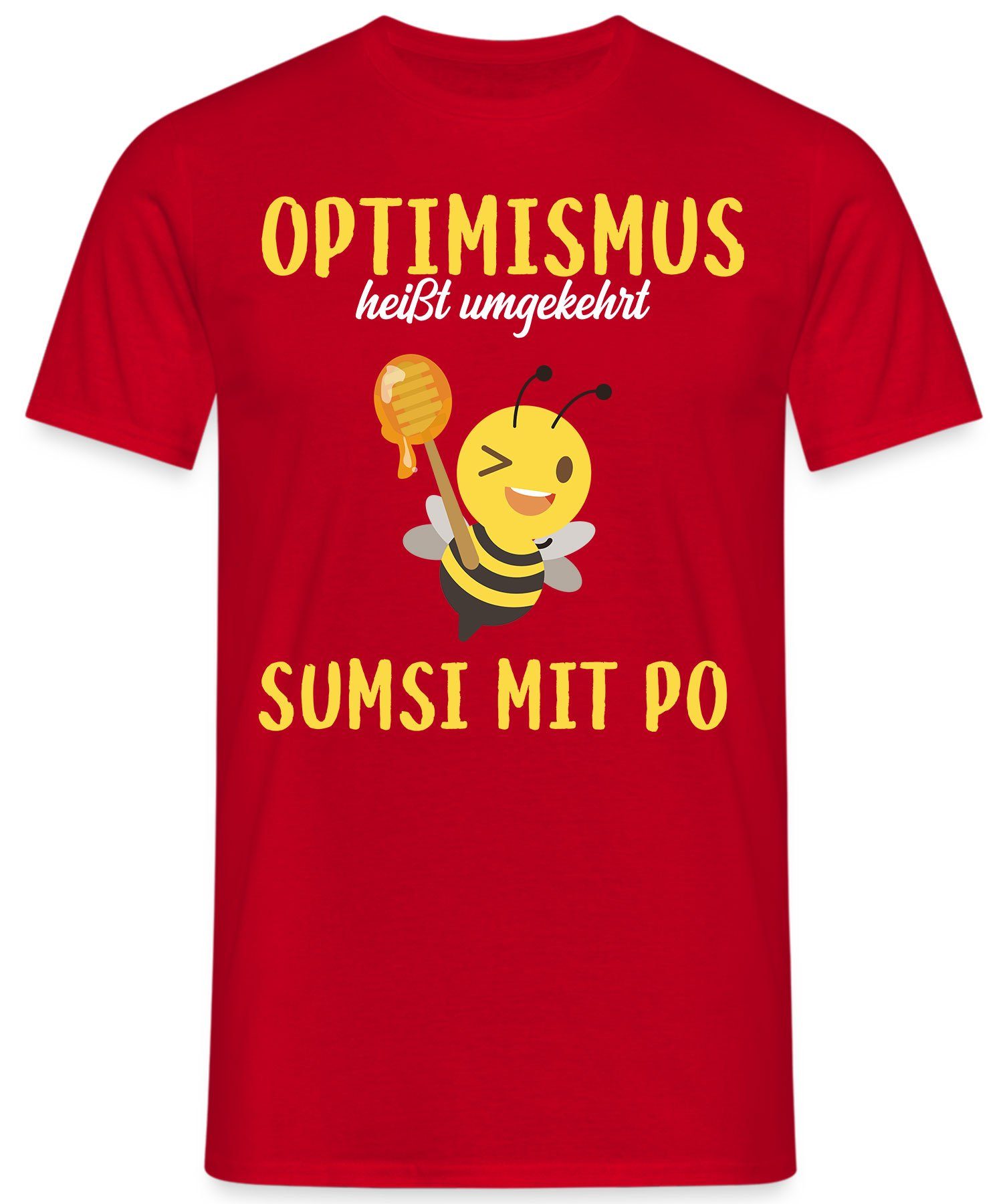 Biene Quattro umgekehrt Honig Herren Rot Sumsi Mit - heißt Formatee Po Optimismus (1-tlg) Kurzarmshirt Imker