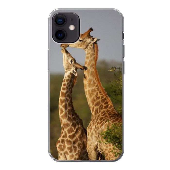 MuchoWow Handyhülle Giraffe - Baum - Kalb - Porträt Handyhülle Apple iPhone 12 Mini Smartphone-Bumper Print Handy