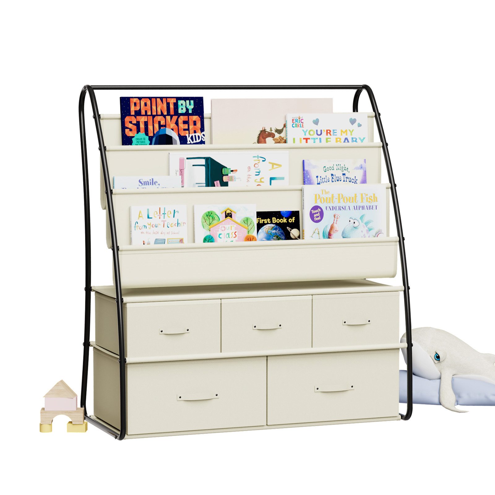 radelldar Kinderregal Kinder Bücherregal, Metall mit 5 Schubladen, 80x38x90 günstig online kaufen