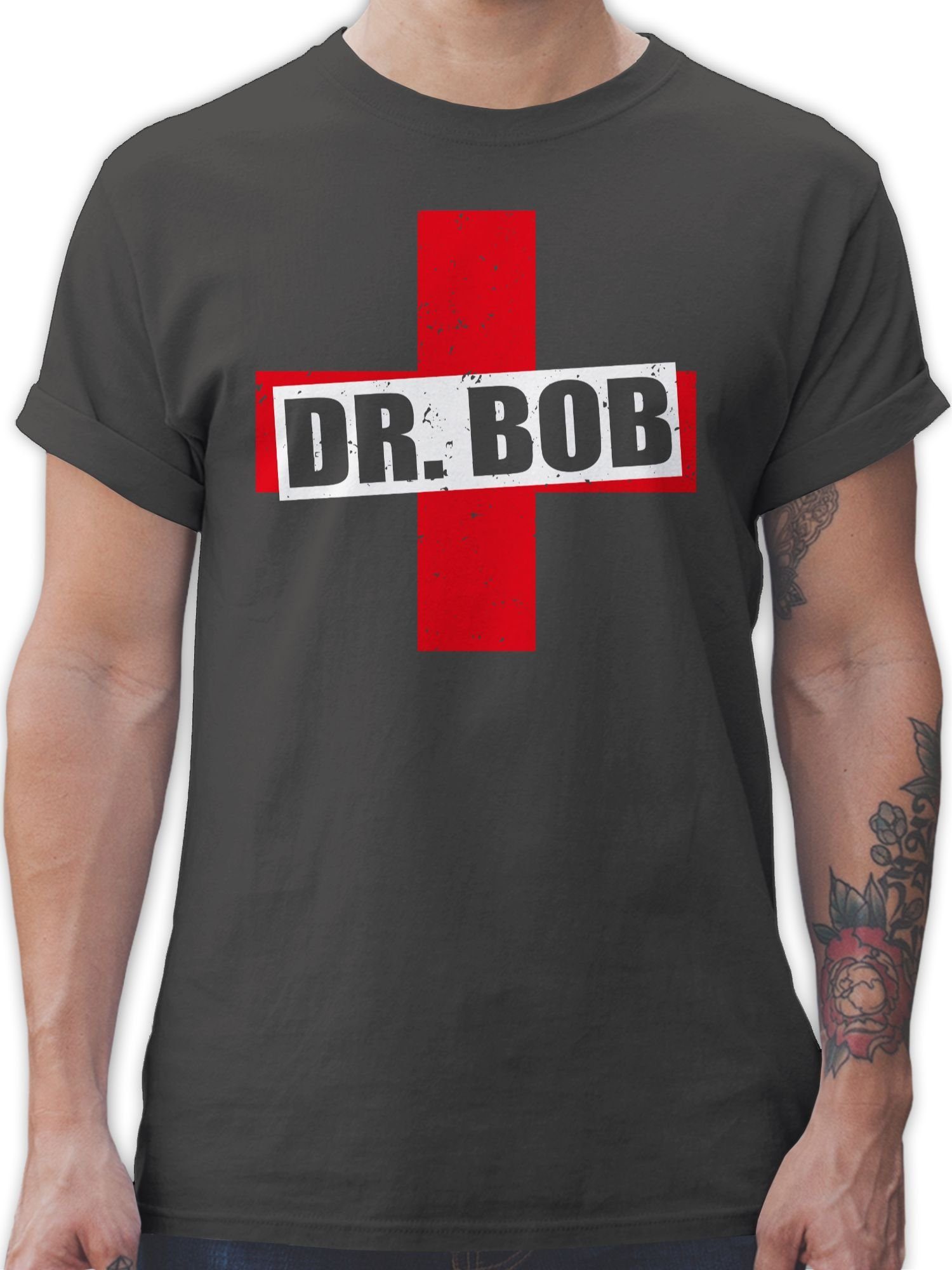 Shirtracer T-Shirt Dr. Bob Kostüm Kreuz Karneval Outfit 3 Dunkelgrau