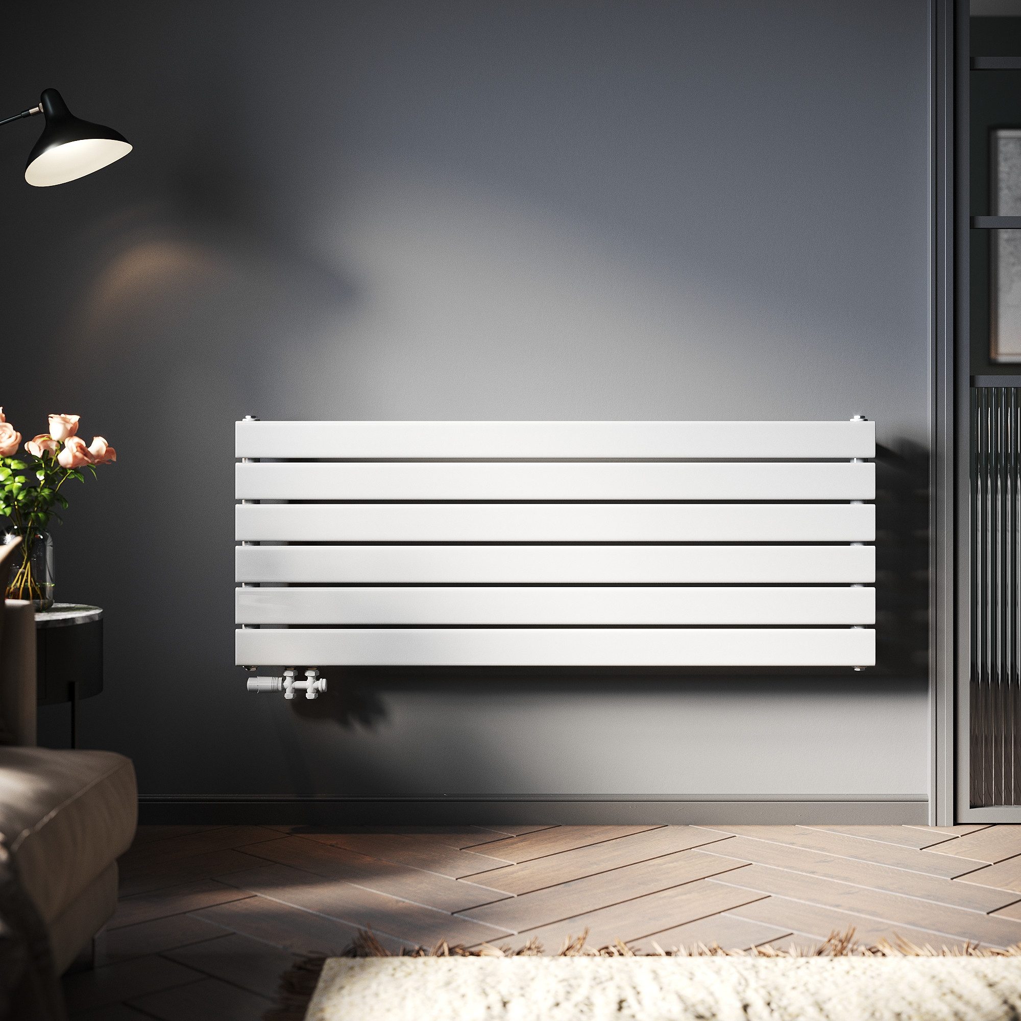 SONNI Heizkörper Heizkörper Wasserbeheizte Heizkörper,Breite 1200mm,Schwarz günstig online kaufen