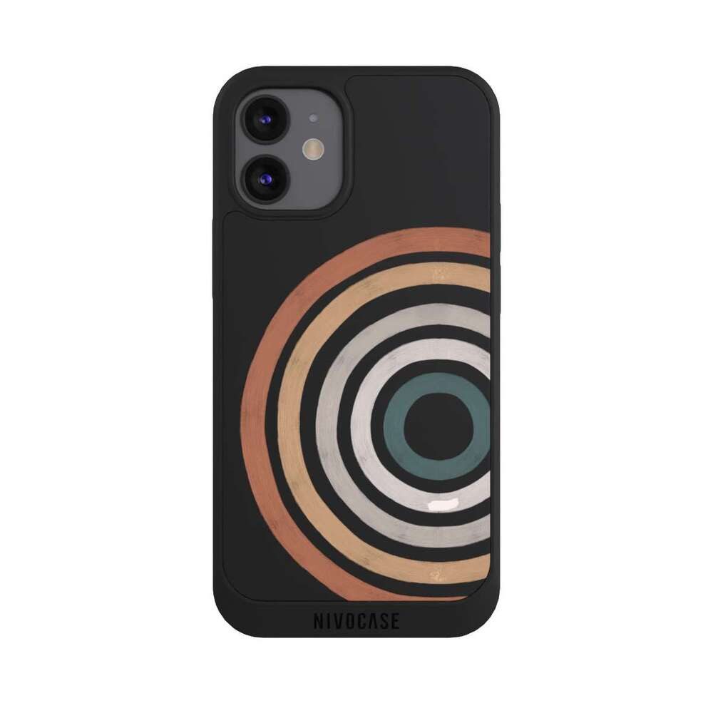 NIVOCASE Handyhülle Kreise Regenbogen Wasserfarbe Vintage Rainbow, Apple iPhone 12 mini Handyhülle Hülle NIVOpure Case Schwarz