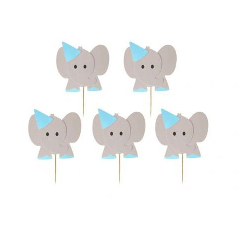Partystrolche Papierdekoration Muffinpicker Baby Elefant