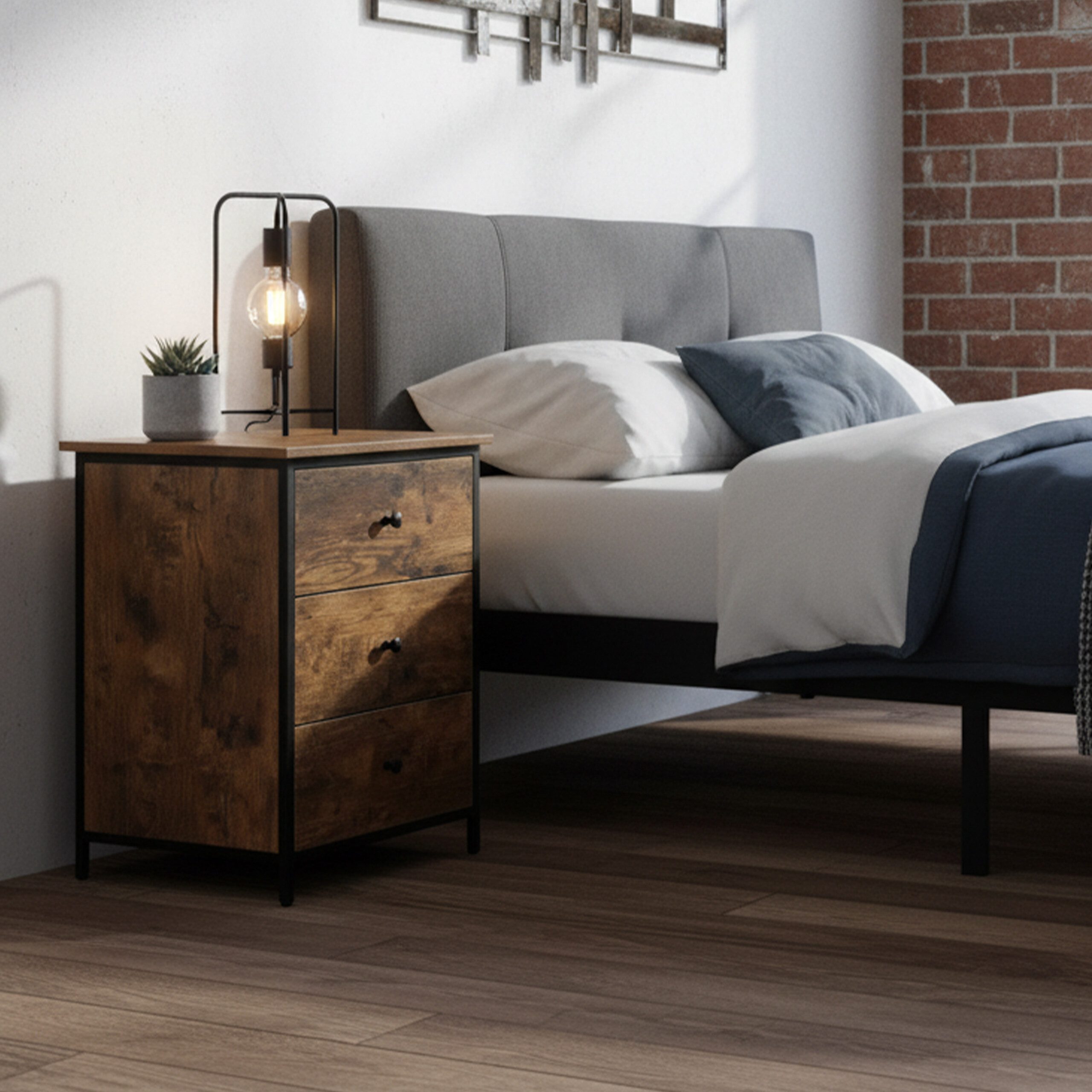 relaxdays Nachttisch mit 3 Schublade, Vintagebraun günstig online kaufen