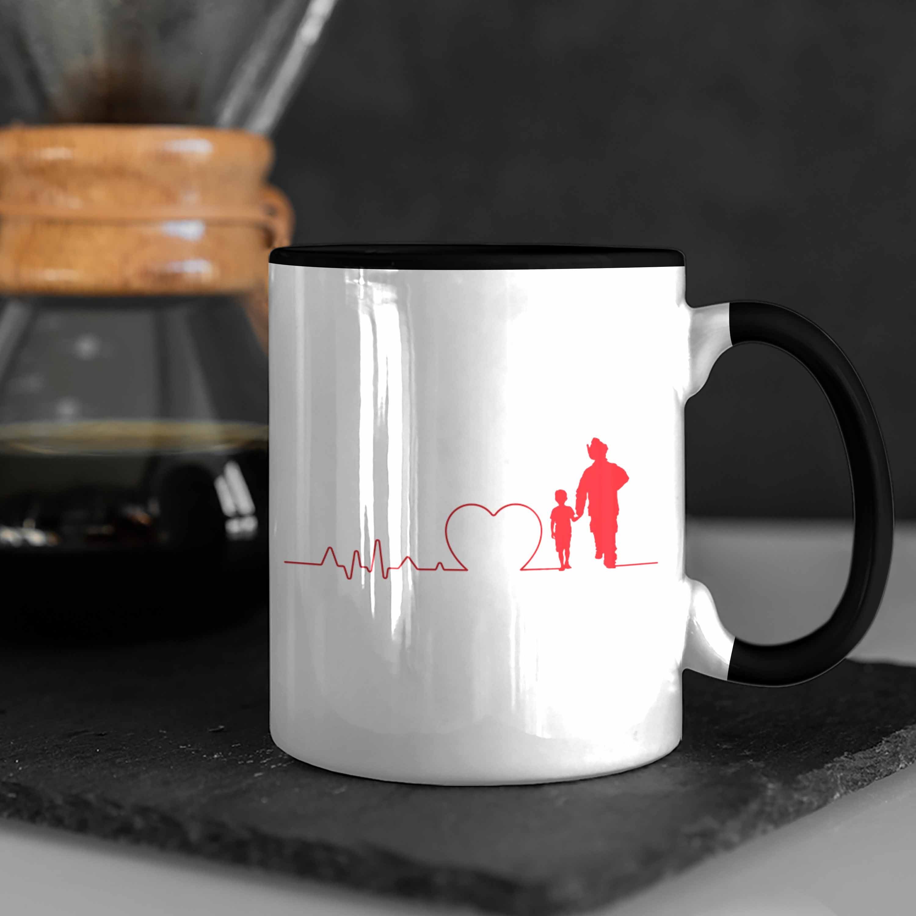 Tasse Feuerwehr Tasse Trendation Schwarz Männer Trendation Evolution Sohn Geschenk Geburtstag Vater - Feuerwehrmann für Spruch