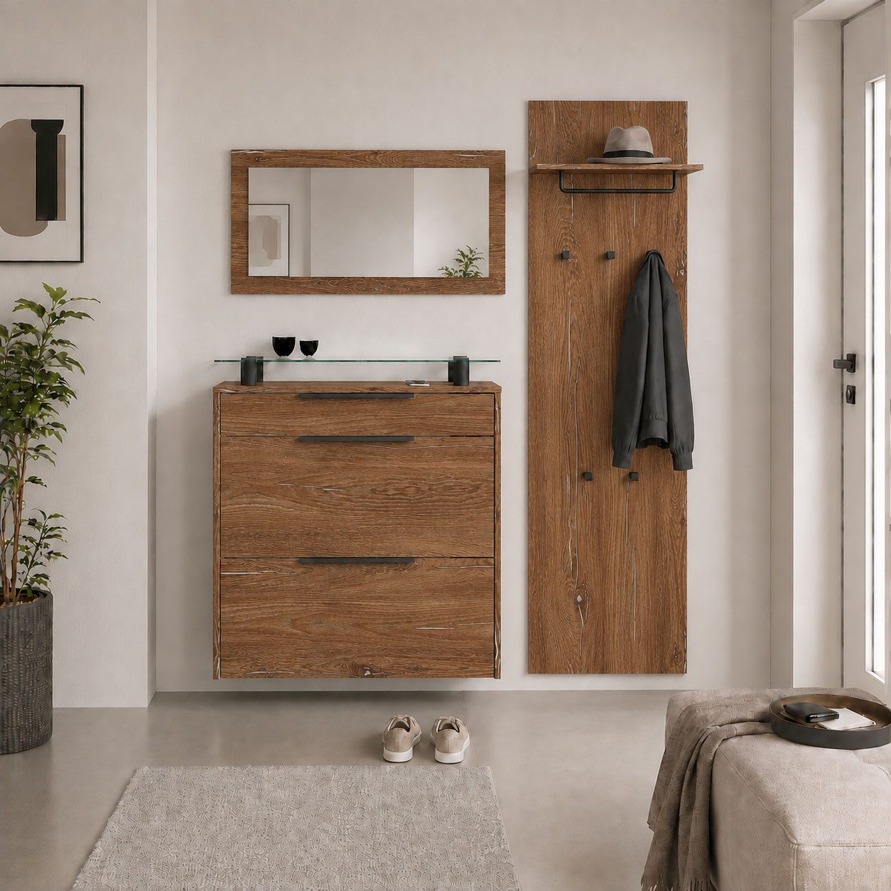 borchardt Möbel Garderoben-Set Tom, (3-St), Schuhschrank hängend