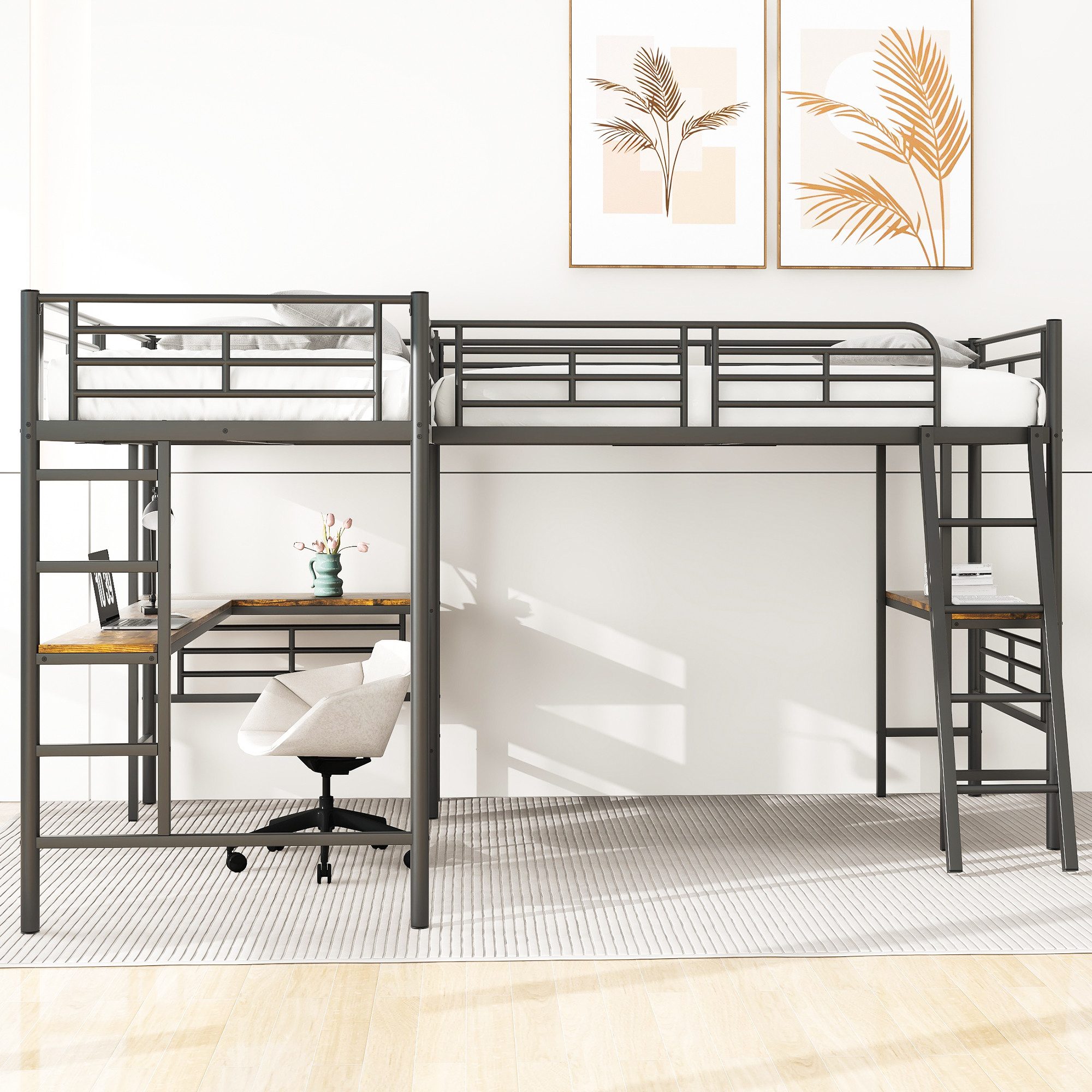 Flieks Hochbett Kinderbett Metallbett 90x200cm mit günstig online kaufen