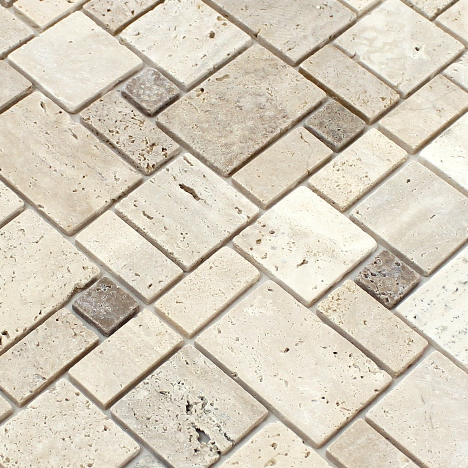 Mosafil Mosaikfliesen Naturstein Travertin Mosaikfliesen Lorenzo Beige Selbstklebend, Naturstein-Travertin 30.500x30.500, beige
