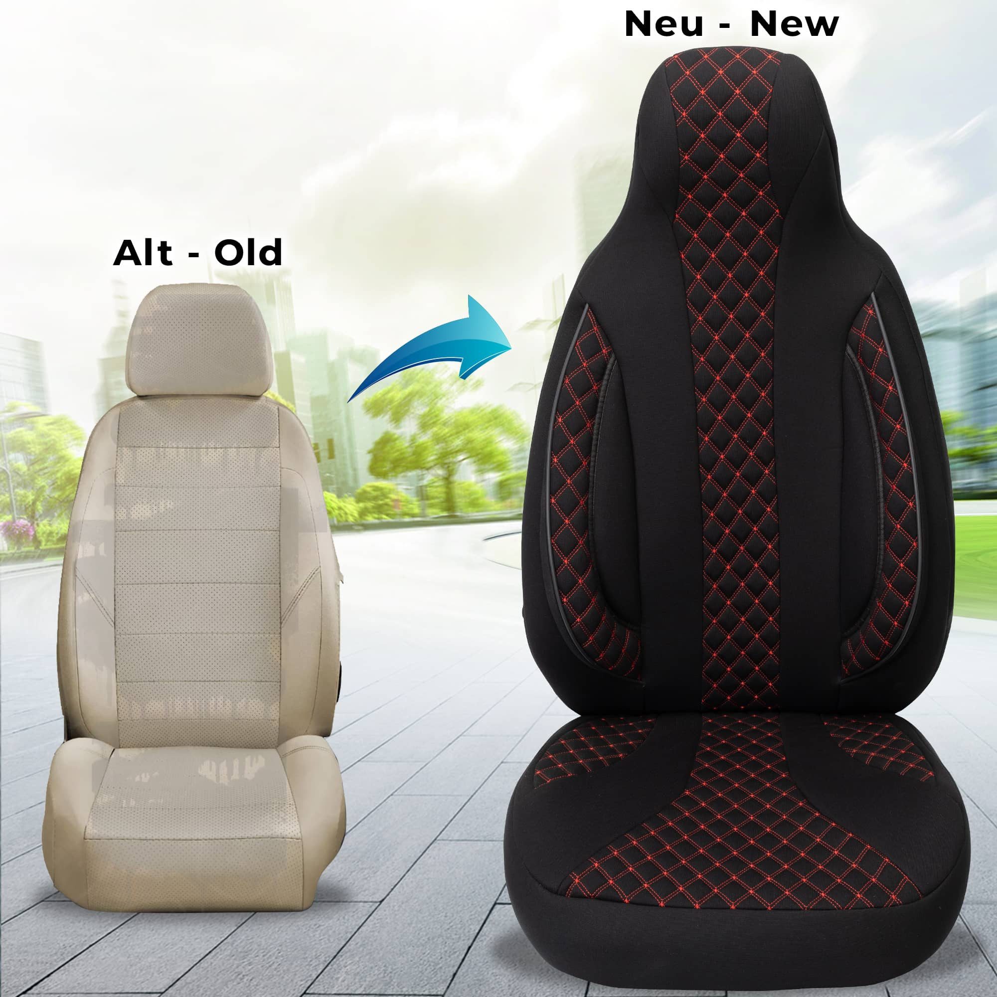 BREMER SITZBEZÜGE Autositzbezug für Mercedes GLE W166 Bj 2011-18 (PL402), Set, Schonbezüge Sitzbezüge Fahrer und Beifahrer, in Schwarz/Rote Naht