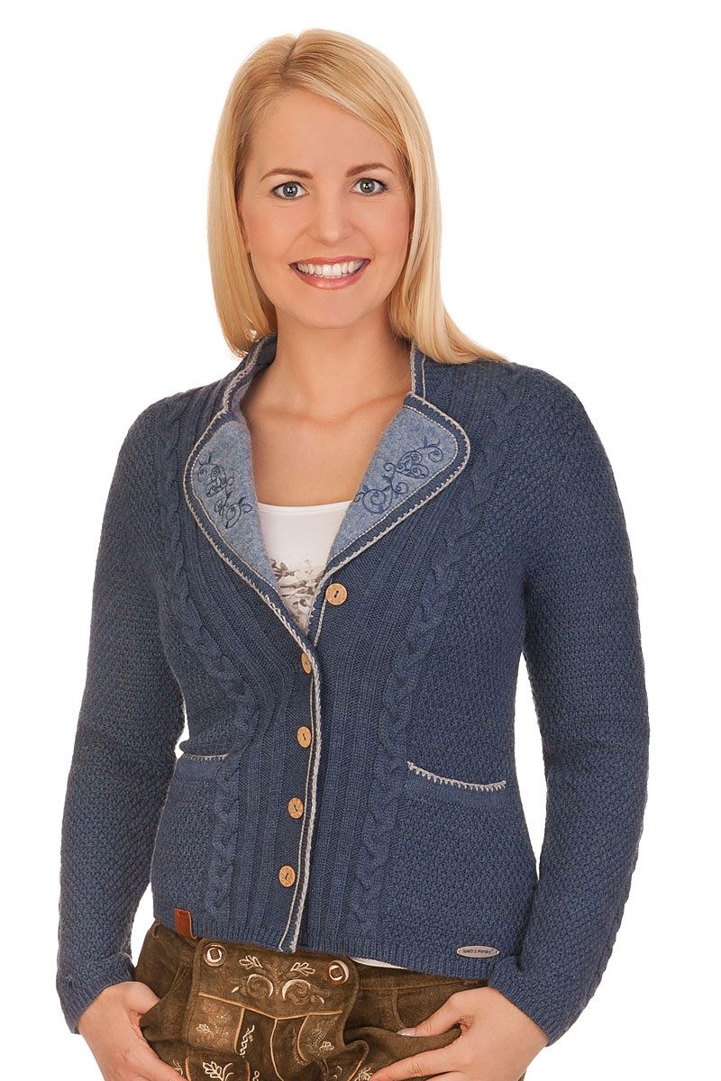 Trachtenjanker Trachten Strickjacke - FARCHANT - jeansblau, weinrot
