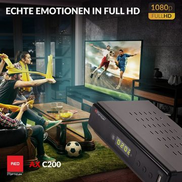 RED OPTICUM C200 Full HD DVB-C Receiver mit Aufnahmefunktion Kabel-Receiver (EPG - HDMI - USB - SCART - Coaxial Audio, 4-stelliges Display)