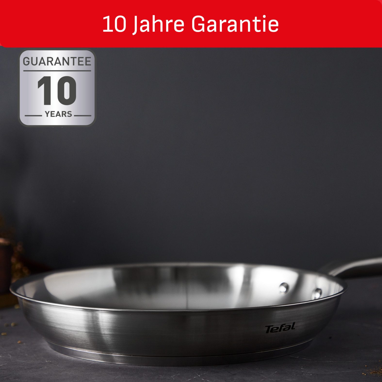 Tefal Pfannen-Set Virtuoso, hochwertiger Premium-Edelstahl, unversiegelt, Edelstahl (Set, 2-tlg., 1x Bratpfanne Ø 24 cm, 1x Bratpfanne Ø 28 cm, Höhe 5 cm), für alle Herdarten geeignet, backofengeeignet bis zu 250°C