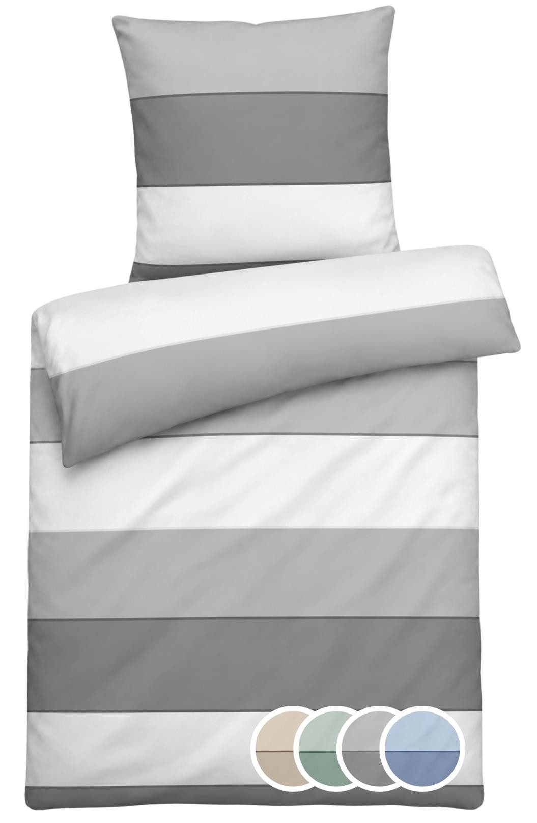 Bettwäsche Mako Satin Bettwäsche 135 x 200 155 x 220 Streifen Baumwolle OEKO-TEX