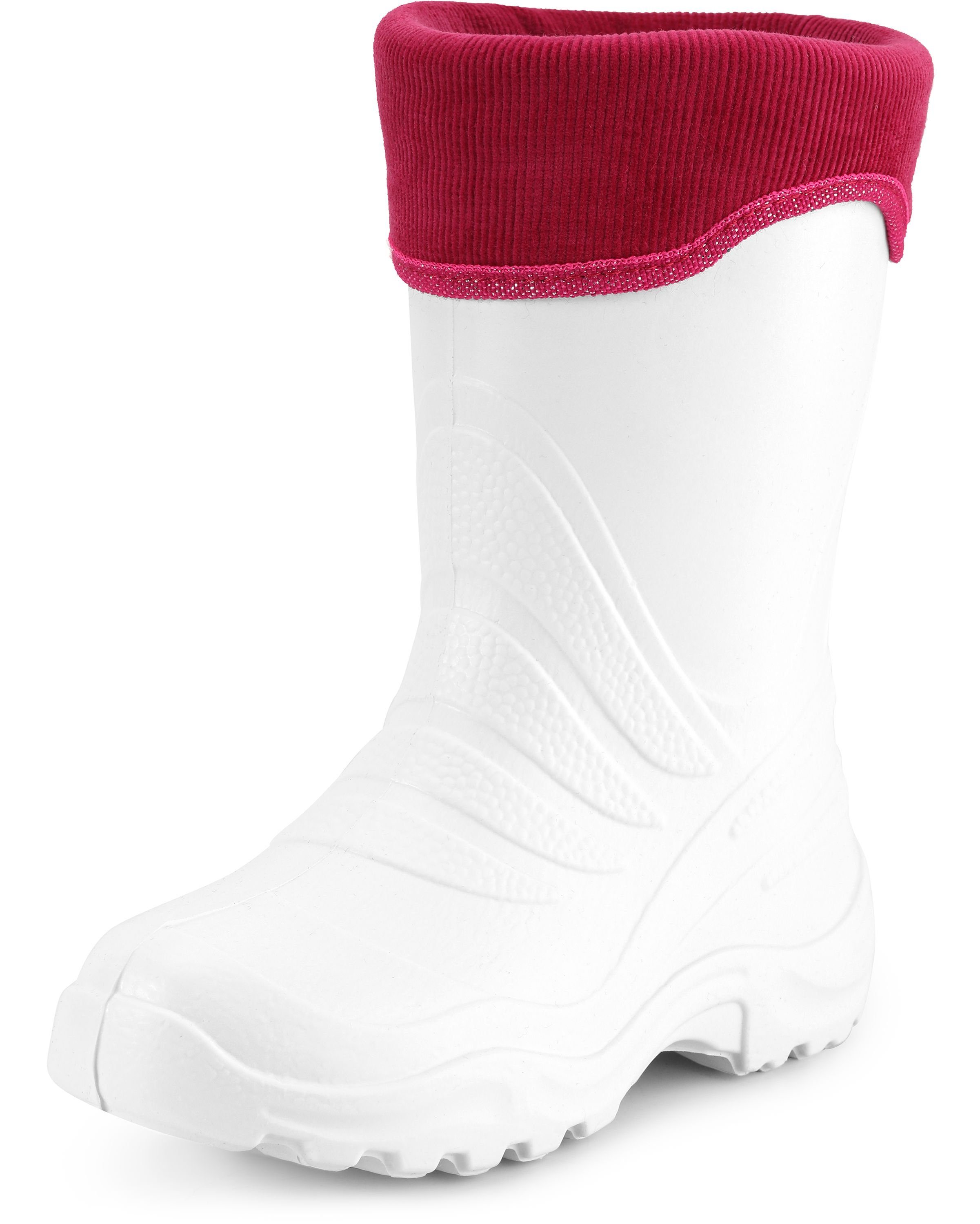 Ladeheid Kinder federleichte EVA Thermo Gummistiefel gefüttert LA-861 Gummistiefel Weiß/Rosa