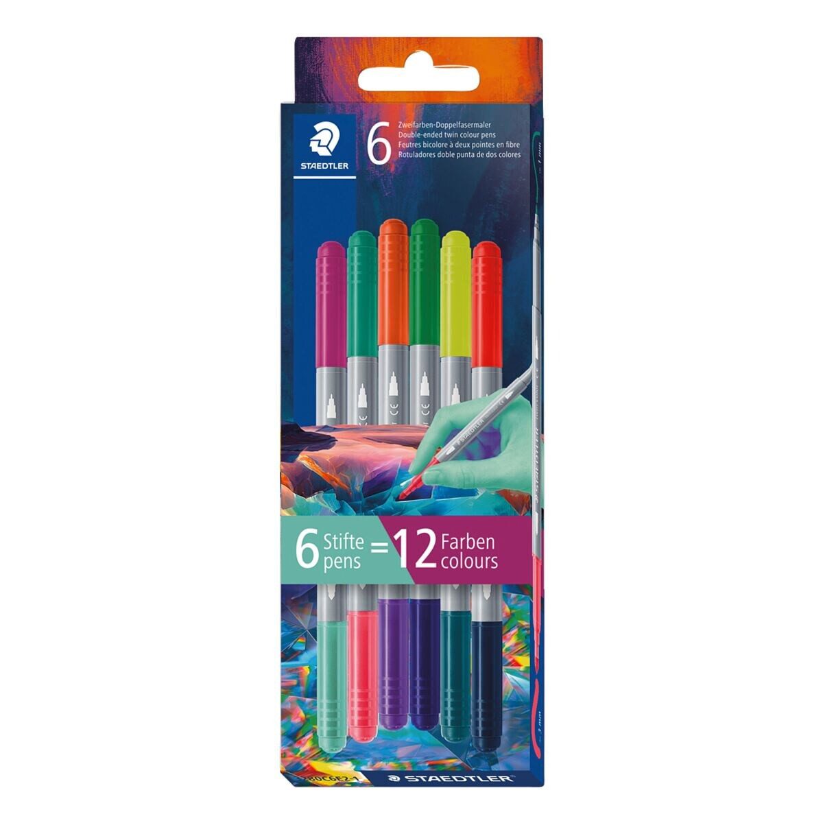 STAEDTLER Filzstift 3280 dunkel, (6-tlg), 6er-Set, Doppelfasermaler