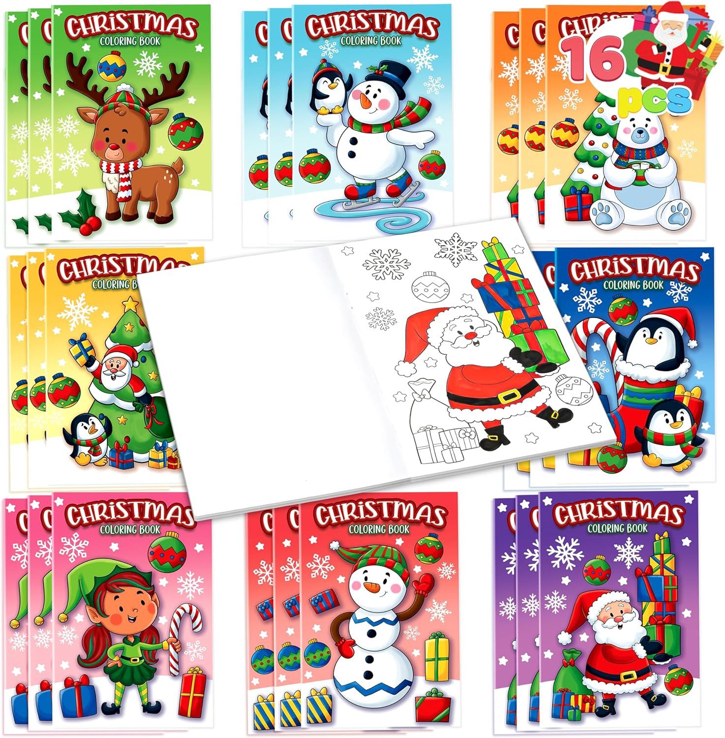 JOYIN Zeichenkartonblock JOYIN Weihnachts Malbücher, 16er Set Kinder