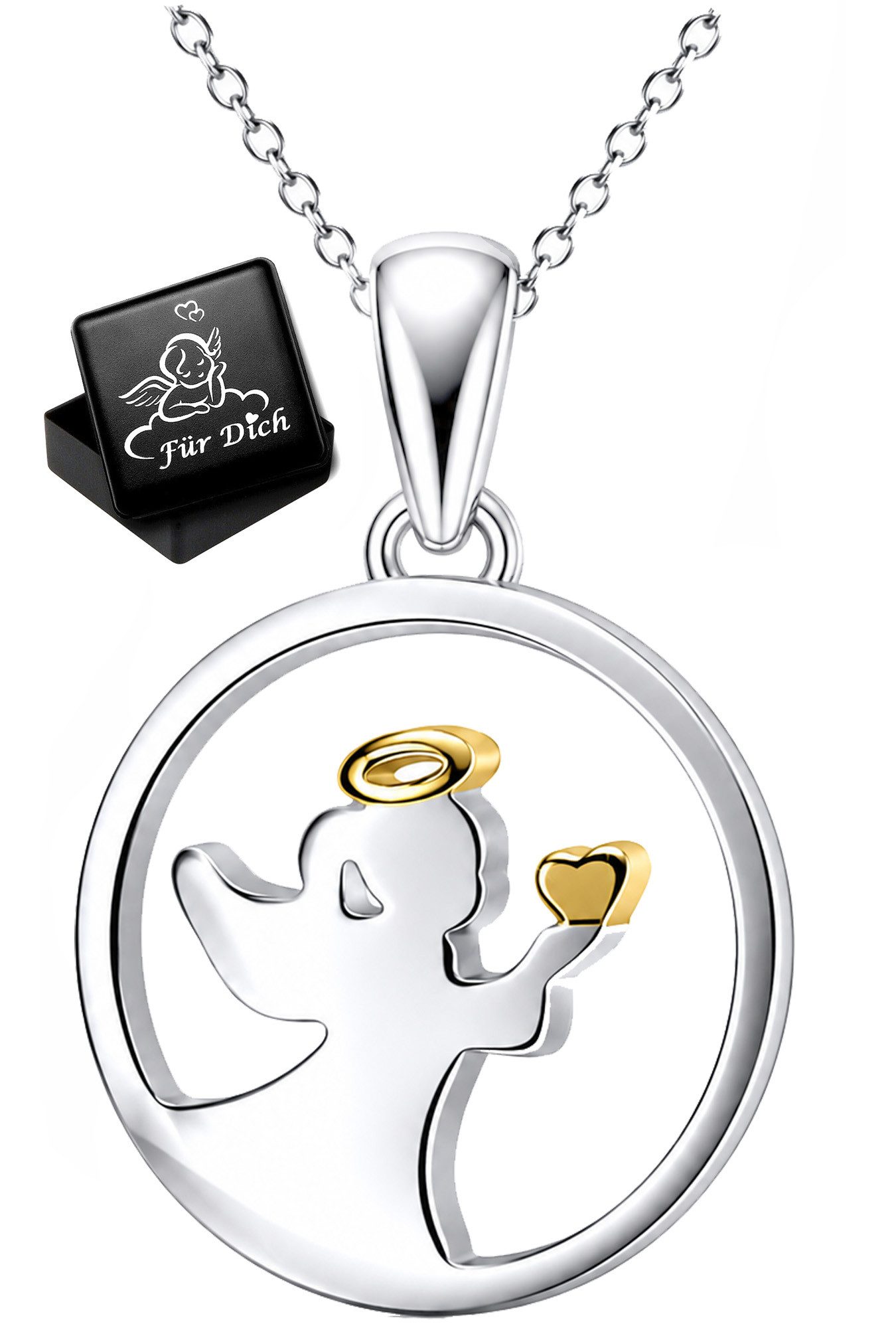 Limana Kette mit Anhänger Engelkette für Kinder Mädchen 925 Silber Schutzengel Engel Halskette (inkl. Dose Silberschmuck Echtschmuck Schmuck Geschenk Geburtstag), Ostern Einschulung Schulanfang Nikolaus Kommunion Weihnachten