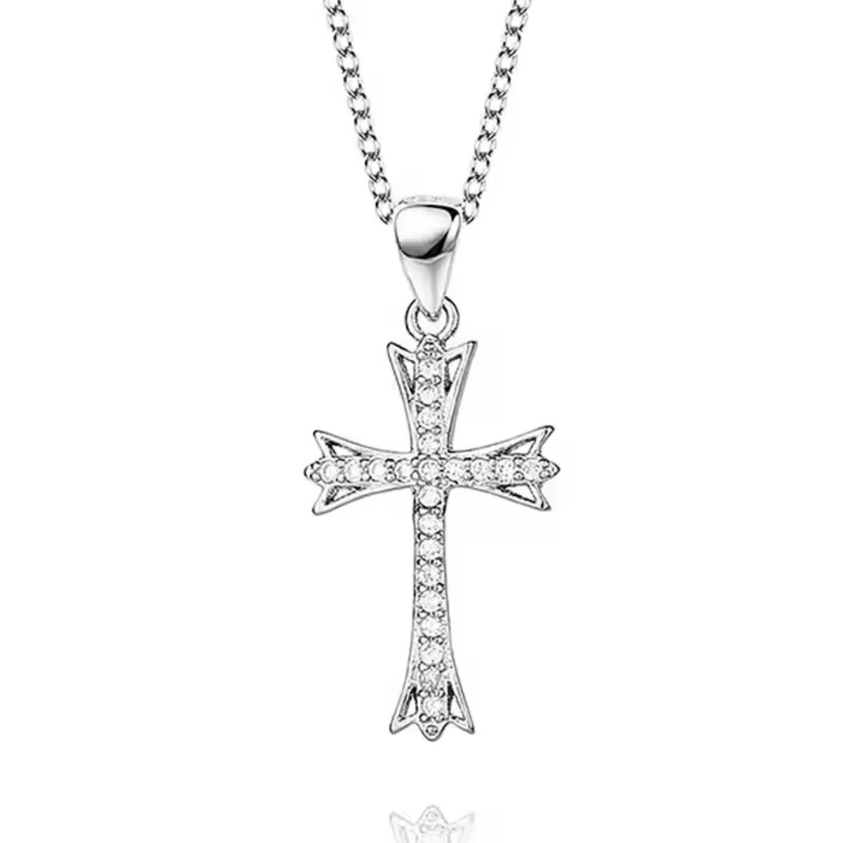 Silberkette Halskette Kette mit Jesus-Kreuz-Anhänger Kreuzkette Kirchenschmuck