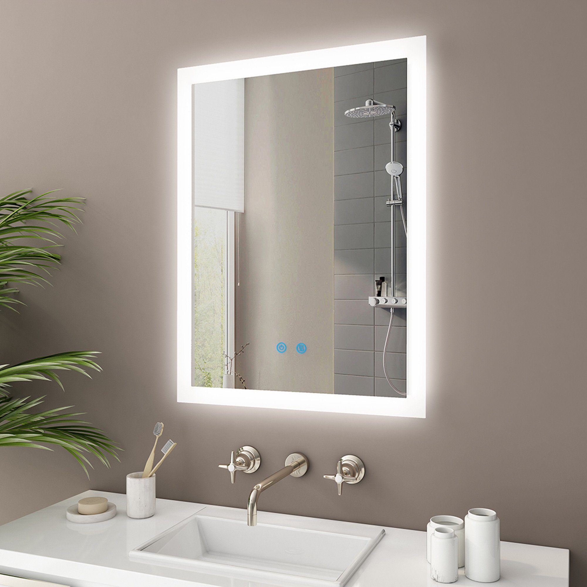 Badezimmerspiegel IP44,Dimmbar IMPTS mit Badspiegel Beleuchtung LED Touchschalter,