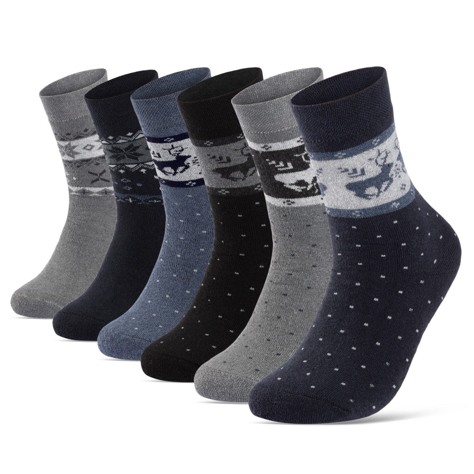 sockenkauf24 Thermosocken 6 oder 12 Paar Damen Wintersocken D27 kuschlig warm (6-Paar, 39-42) mit Innenfrottee - 11827 WP