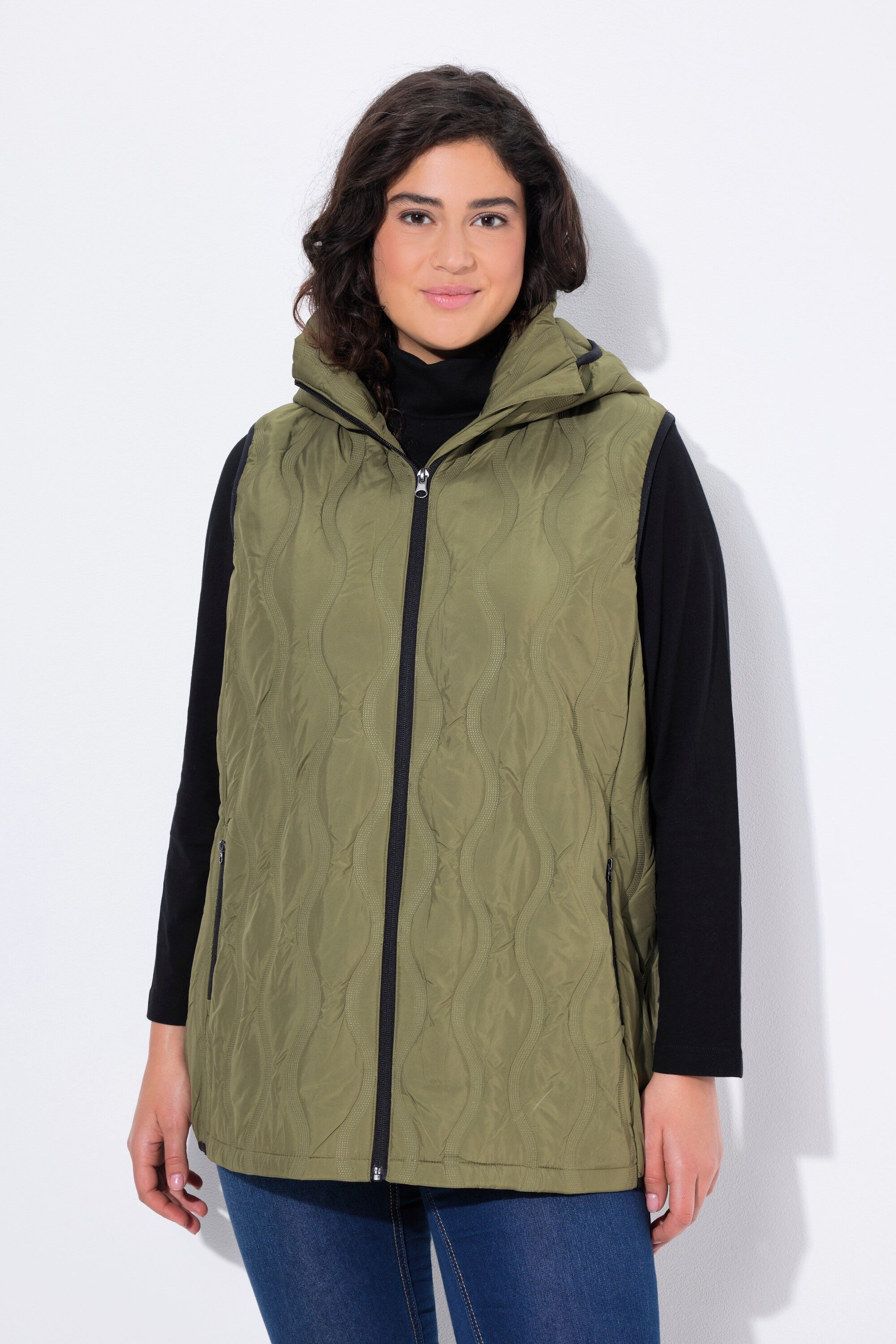 Ulla Popken Steppweste HYPRAR Laserstepp-Weste wasserabweisend Kapuze