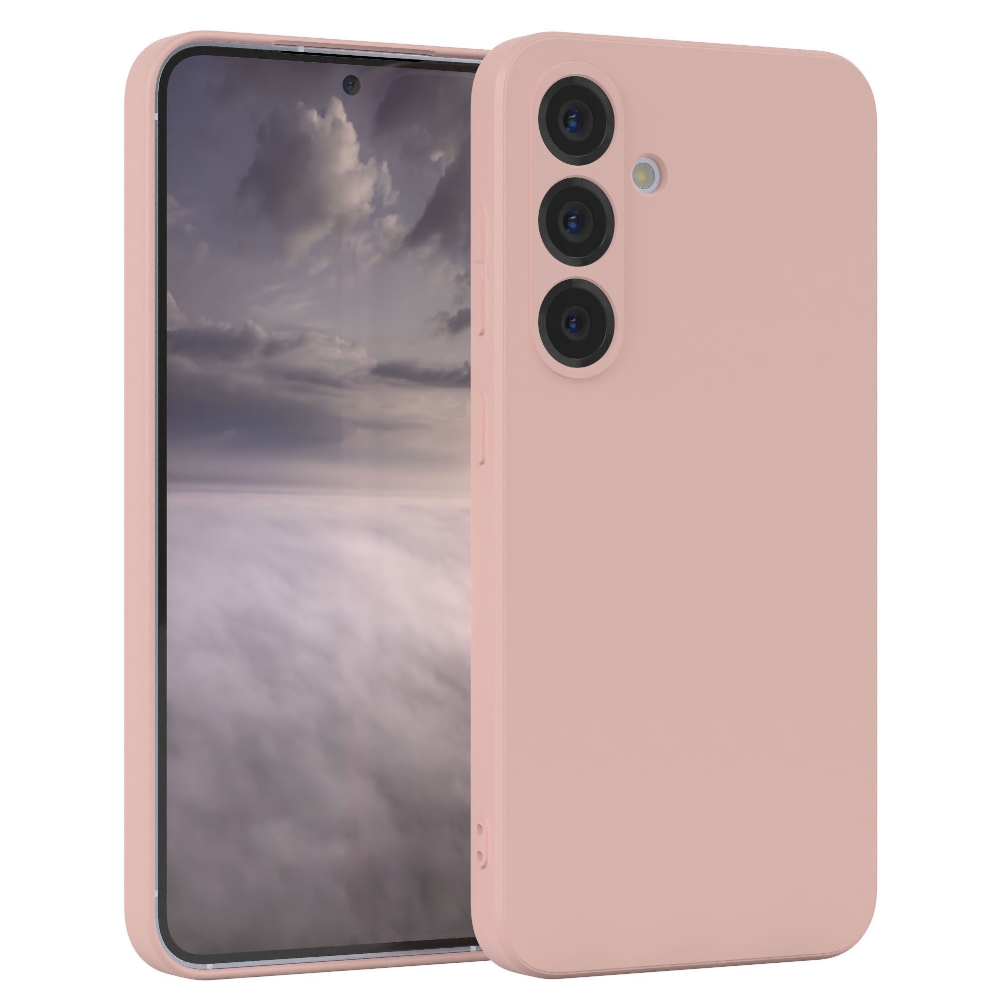 EAZY CASE Handyhülle für Samsung Galaxy S25 Hülle Silikon 6,2 Zoll, Hülle mit Kameraschutz Bumper Case Silikonschutzhülle Rosa / Altrosa