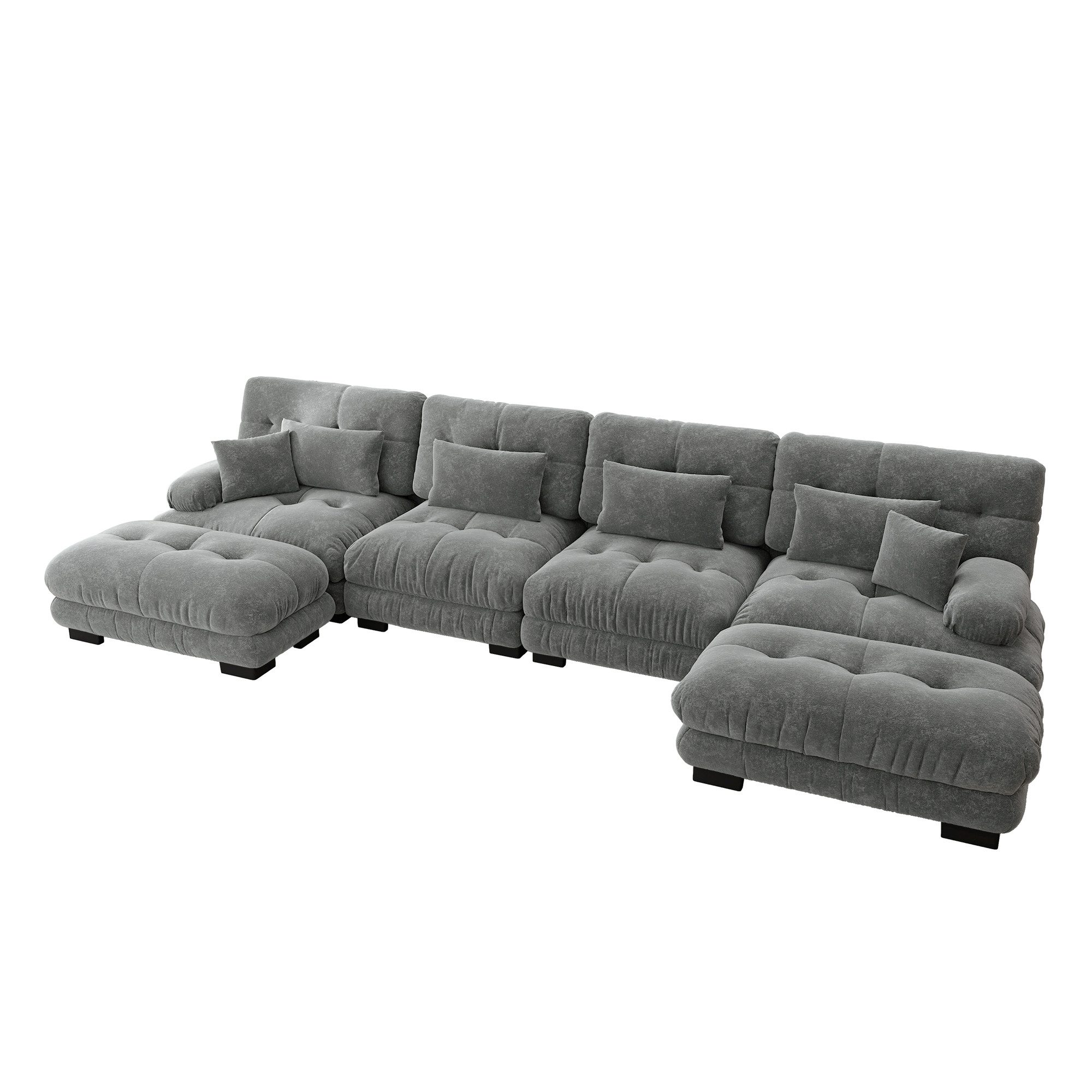 Odikalo 3-Sitzer Modulares Sofa Schlafsofa mit Ottoman, Modulares Ecksofa, U-förmiges Couch Set für Wohnzimmer, 4-Sitzer Komfortable Cloud Couches mit beweglichem Ottoman, DIY-Kombination, Chenille