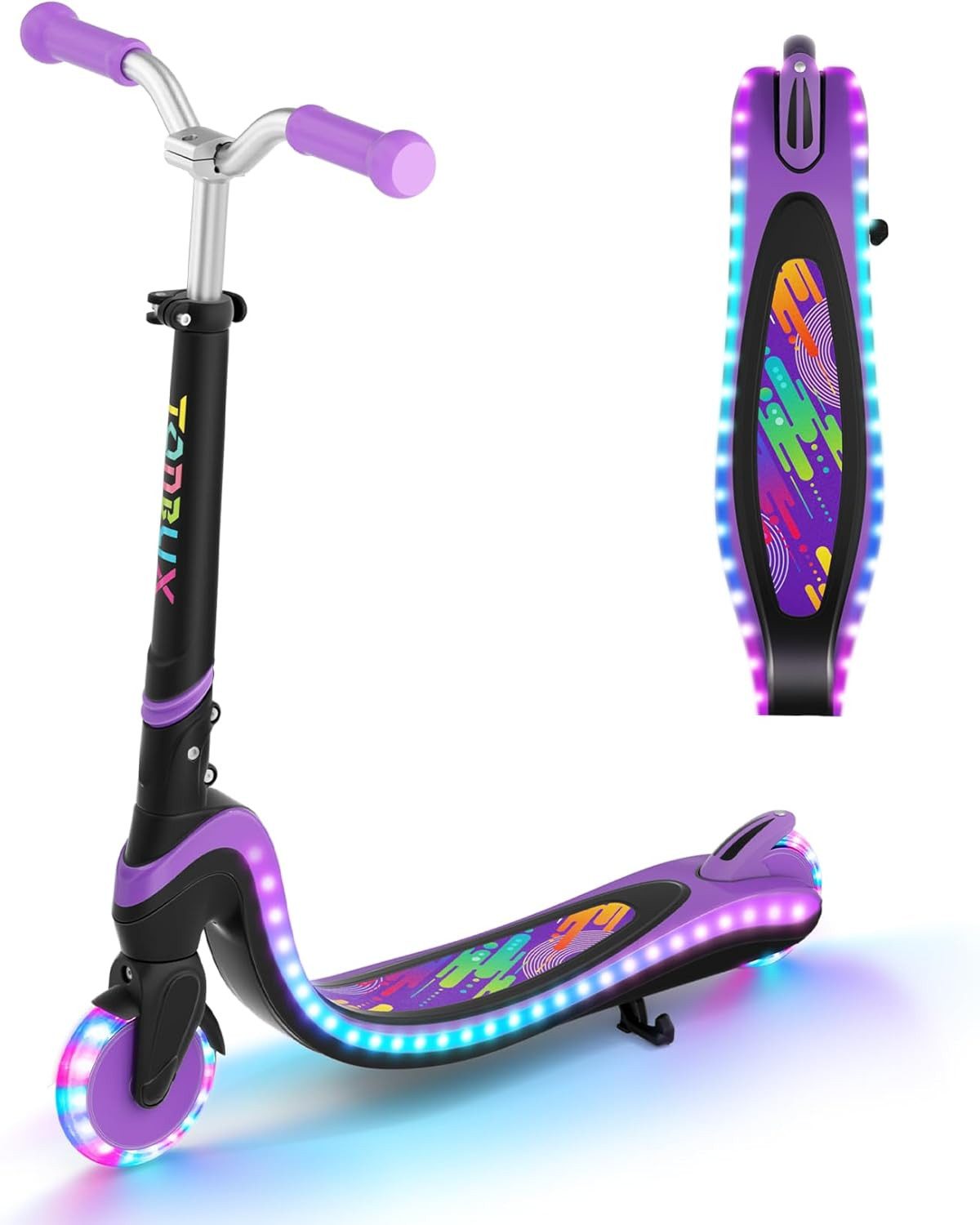 TONBUX Scooter Kinderroller mit coolem beleuchteten Brett und PU-Rädern