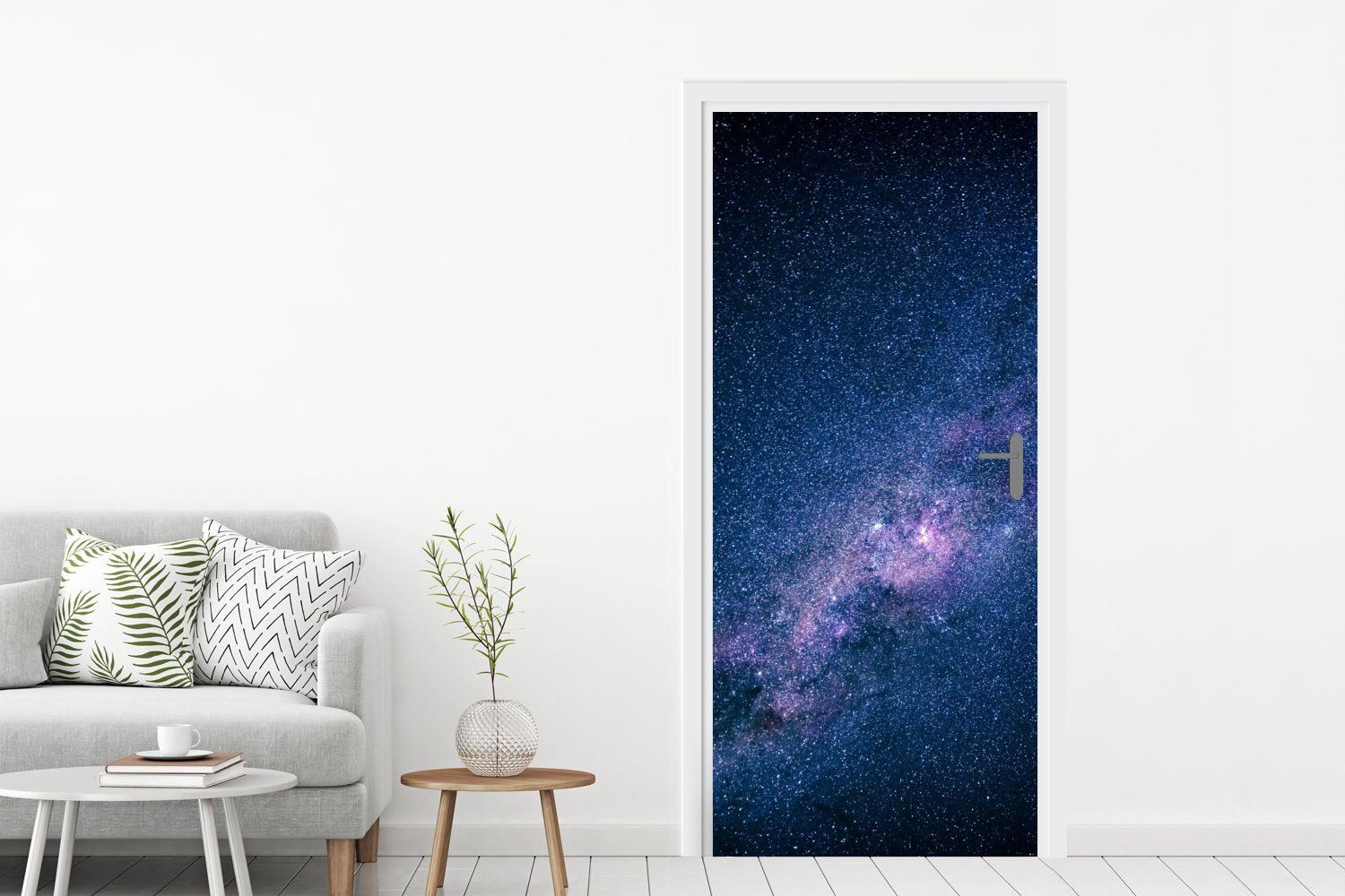 MuchoWow Türtapete Galaxie - Sterne - Weltraum - Jungen - Mädchen - Kinder, Matt, bedruckt, (1 St), Selbstklebende Tapete, Folie für Möbel, 75x205 cm