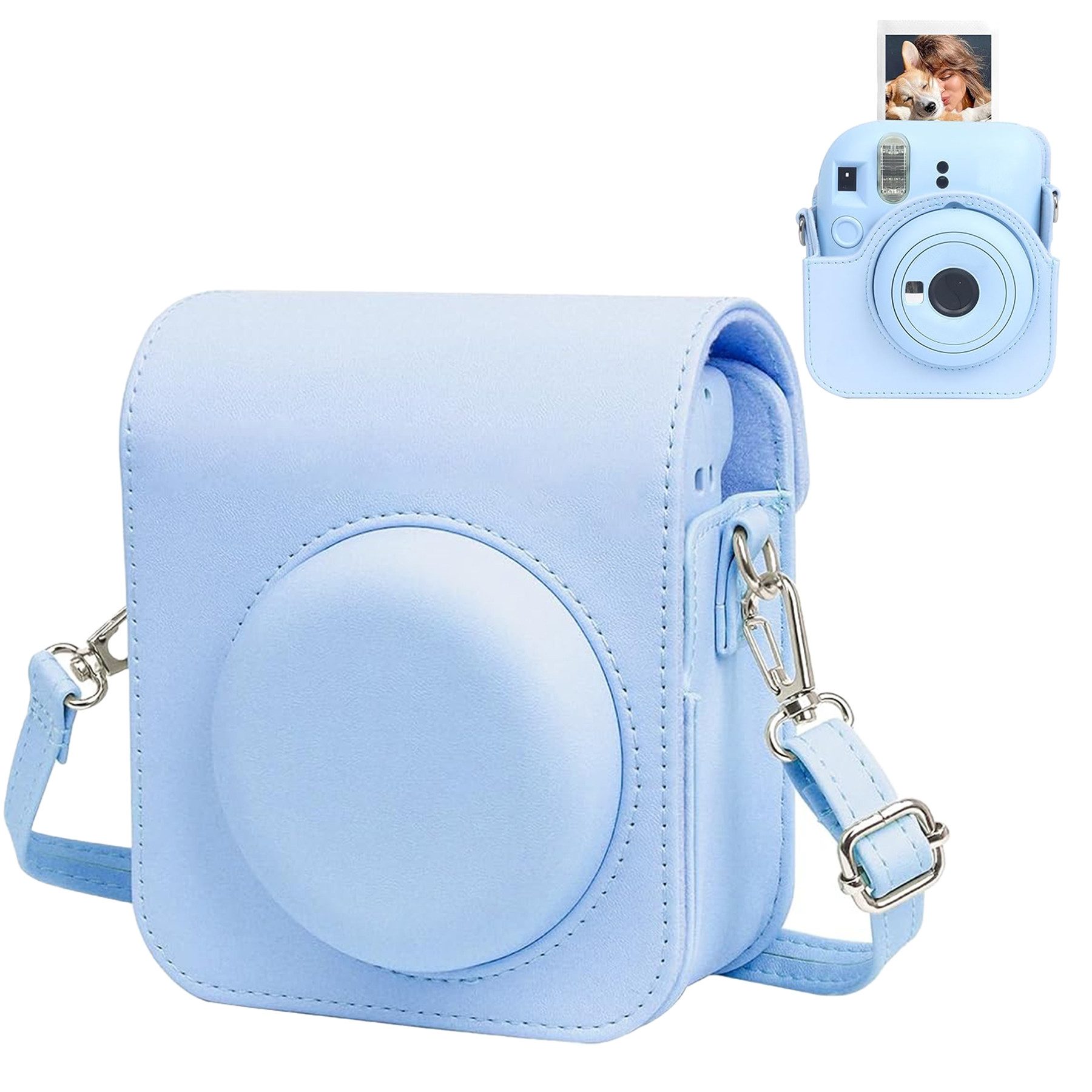 Mutig Kameratasche Kamera Tasche, Sofortbildkameras Tasche Kompatibel mit Instax Mini 12 (Sofortbildkamera aus Weichem Kunstleder mit Schulterriemen und Tasche)