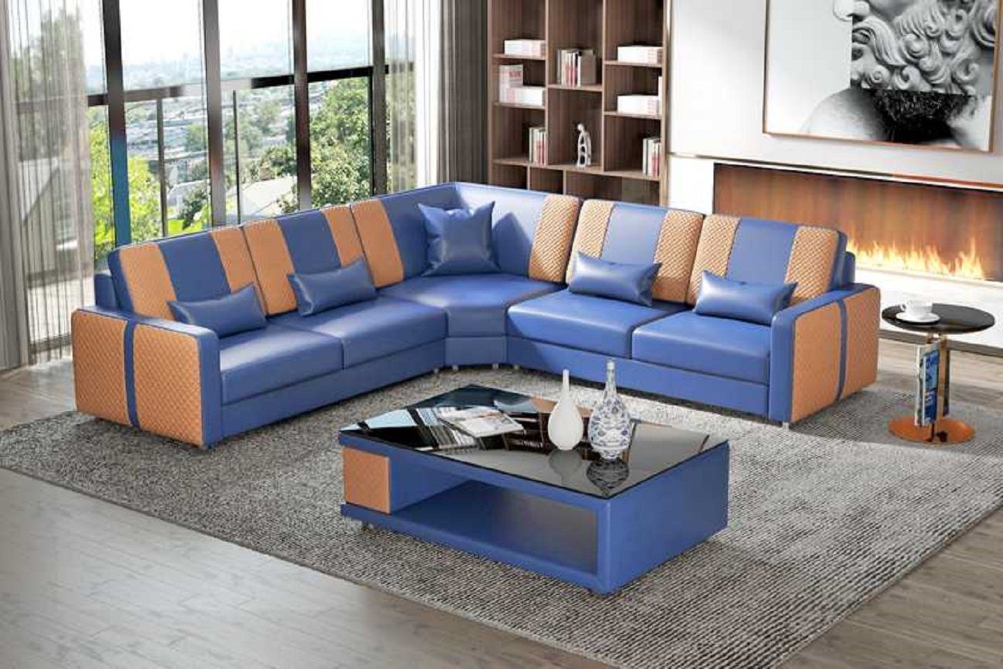 JVmoebel Ecksofa Design Eckgarnitur Ecksofa L Form Couch Sofa Modern Eckcouch, 3 Teile, Made in Europe Blau
