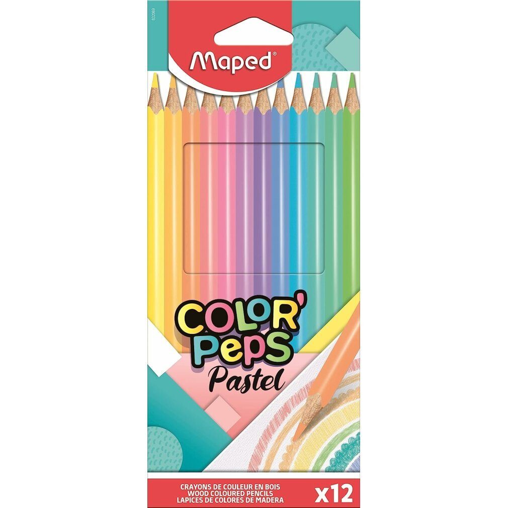 MAPED Buntstift Farbstift 12er Pastell- farben 3kant Color Peps